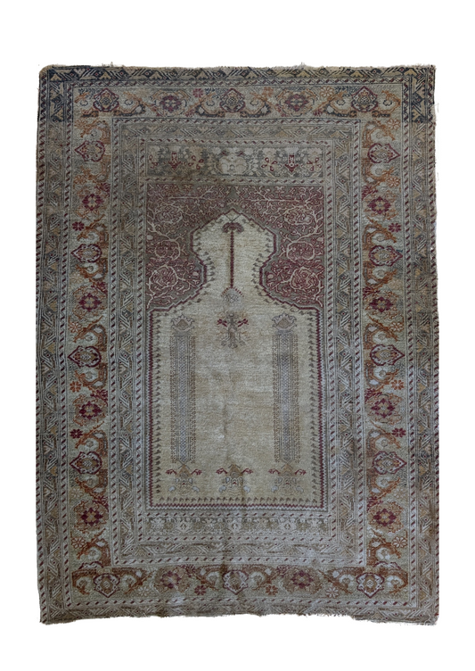 Antique Turkish Prayer Rug, 4'2"x5'6" - Anatolian Dawn