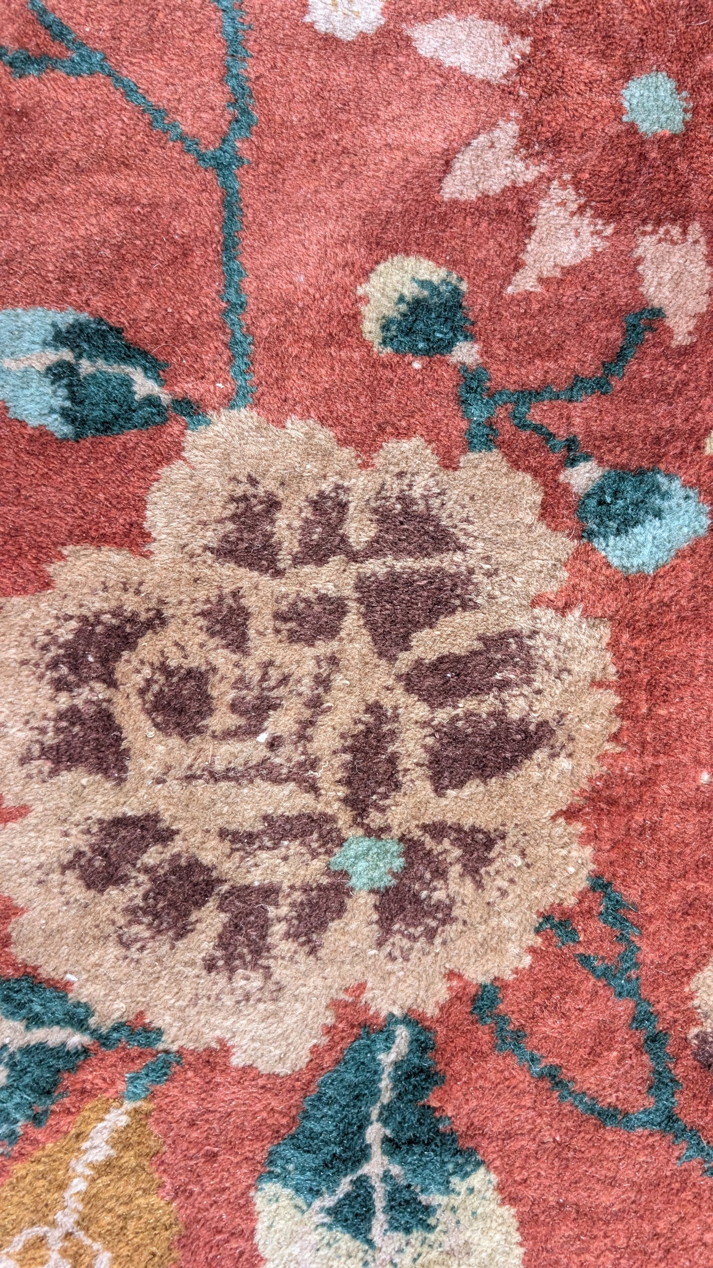 Antique Chinese Art Deco Rug, 9x15 - Rust Blossom Rhapsody, Walter Nichols Style