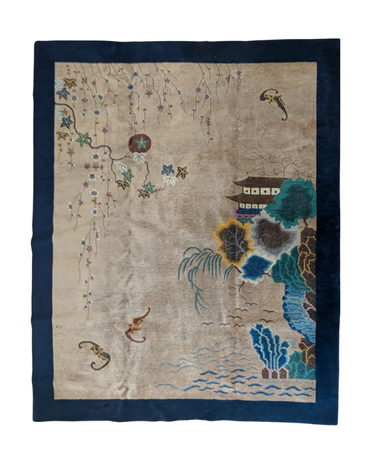 Antique Chinese Art Deco Rug, 8x10 - The Dreamscape Garden