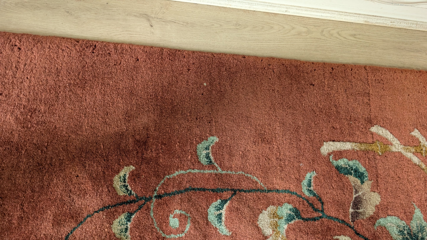 Antique Chinese Art Deco Rug, 9x15 - Rust Blossom Rhapsody, Walter Nichols Style