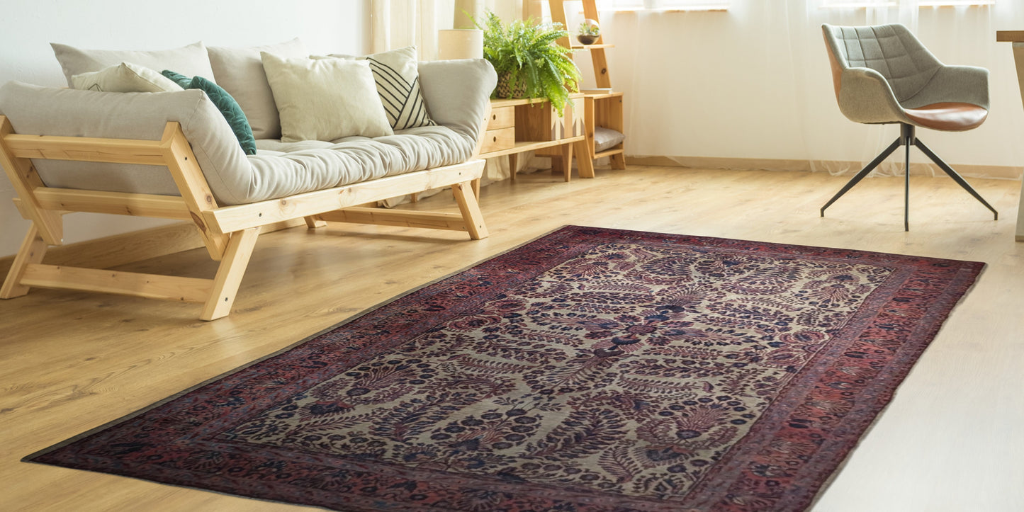 Antique Sarouk Persian Rug, 6'4"x9'2" - The Golden Sarouk