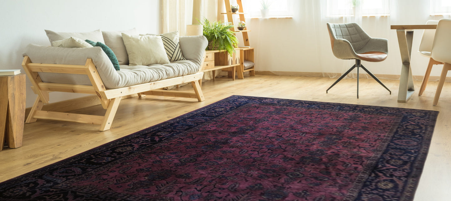 Antique Turkish Rug, 9x12 -"The Plum Rose Sanctuary"