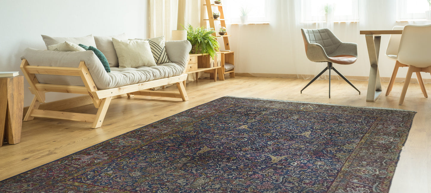 SOLD - Antique Lavar Kerman Persian Rug, 9'x12' -"Celestial Blue Palace"