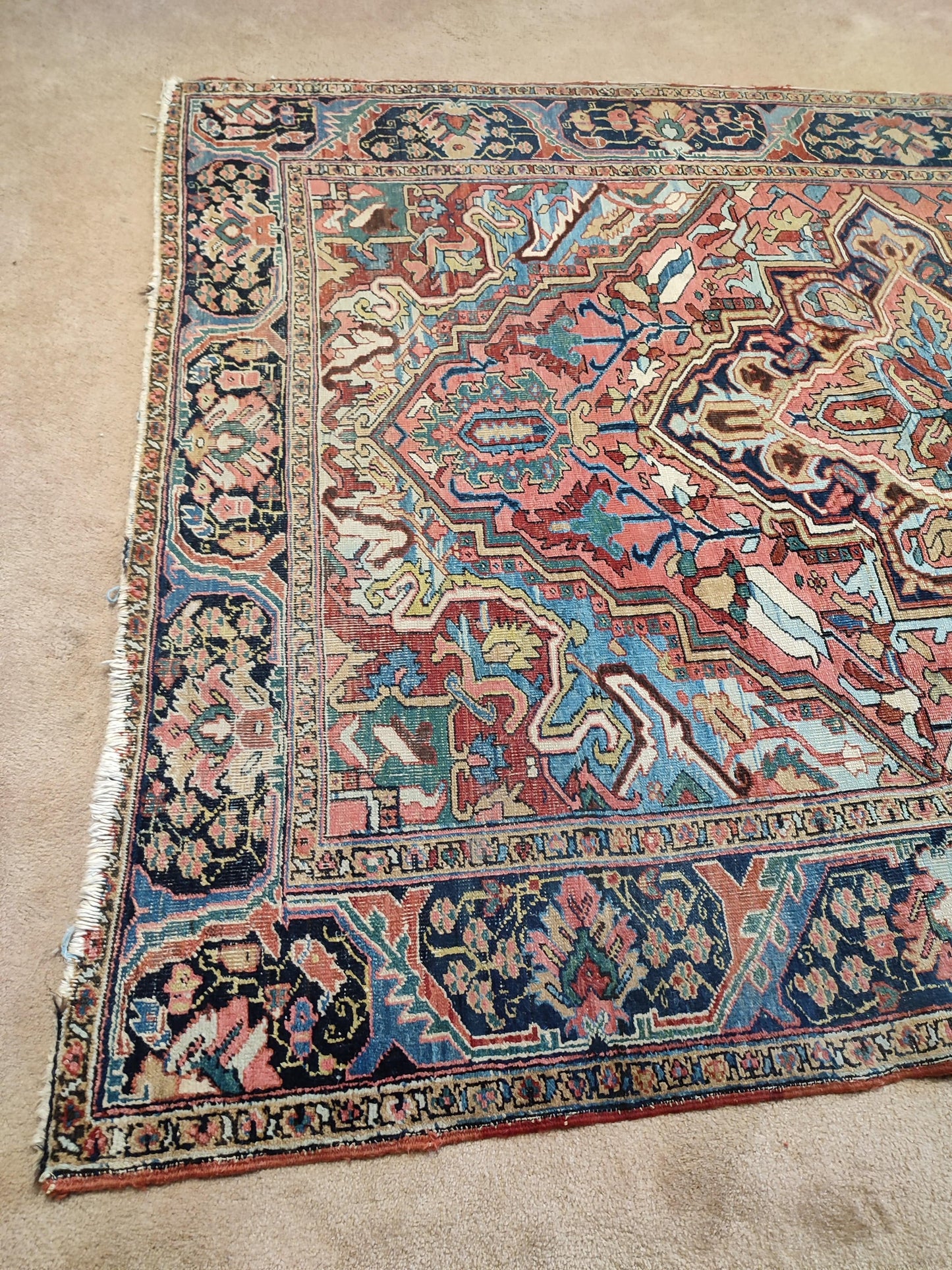 SOLD - Antique Persian Heriz Rug, 7'x10'