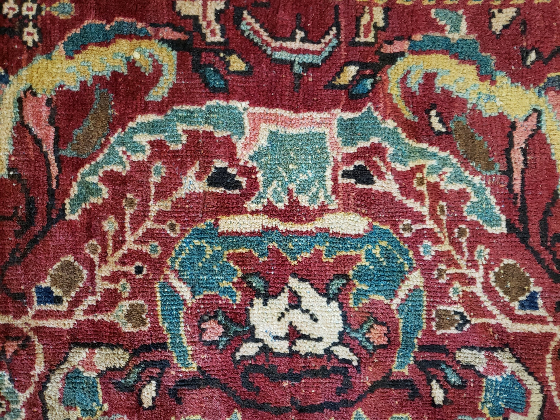 19 inch by 40 inch 1940s fine Persian wool rug medallion - Ruby Lane