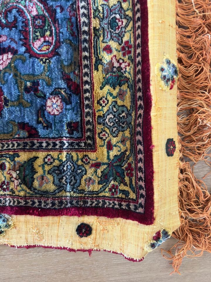 SOLD - Signed Antique Silk Kashan Rug, 6'x10'