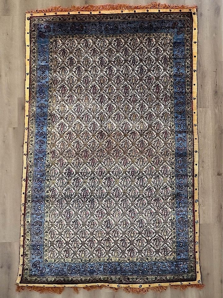 SOLD - Signed Antique Silk Kashan Rug, 6'x10'