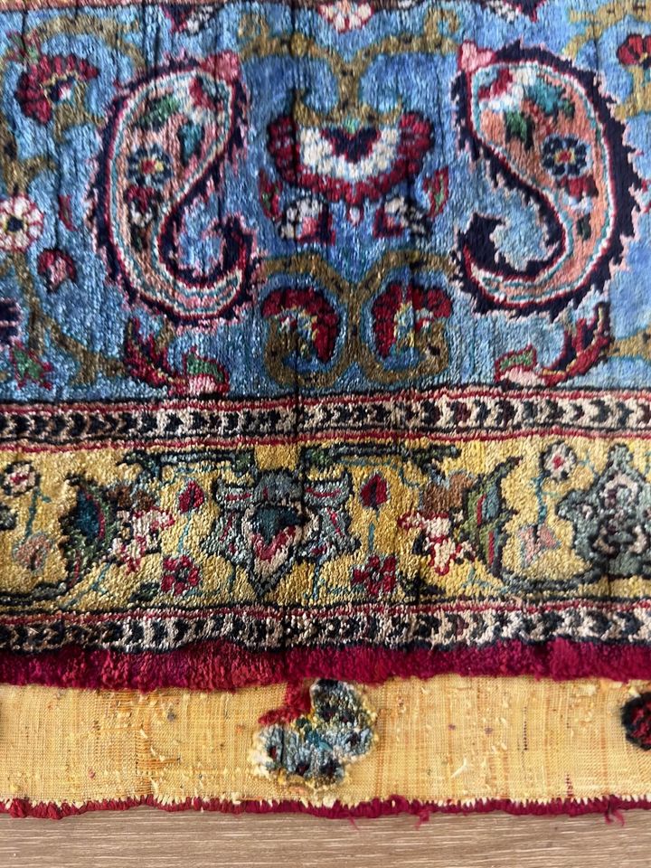 SOLD - Signed Antique Silk Kashan Rug, 6'x10'