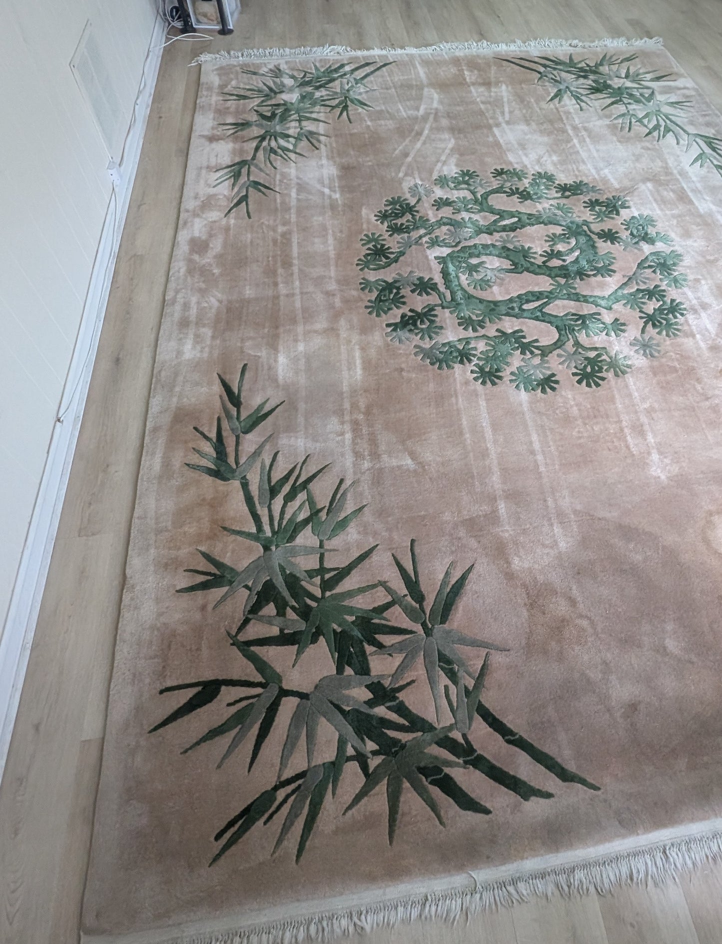 Vintage Chinese Rug, 9x12, 'The Bamboo Sanctuary'