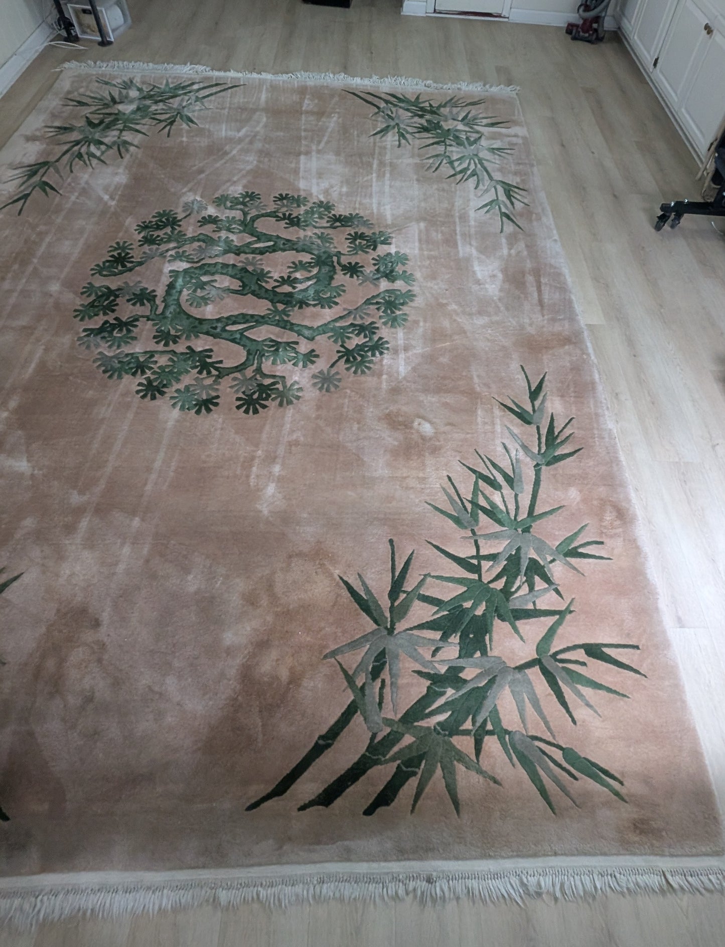 Vintage Chinese Rug, 9x12, 'The Bamboo Sanctuary'