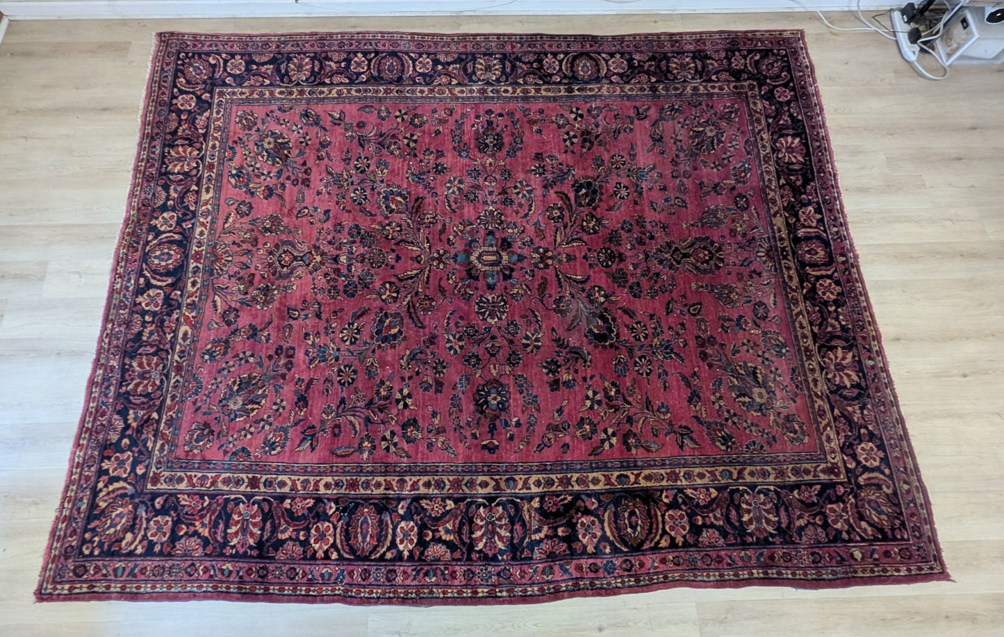 Antique Persian Sarouk Rug, 9x11 - Lustrous Rose Legacy