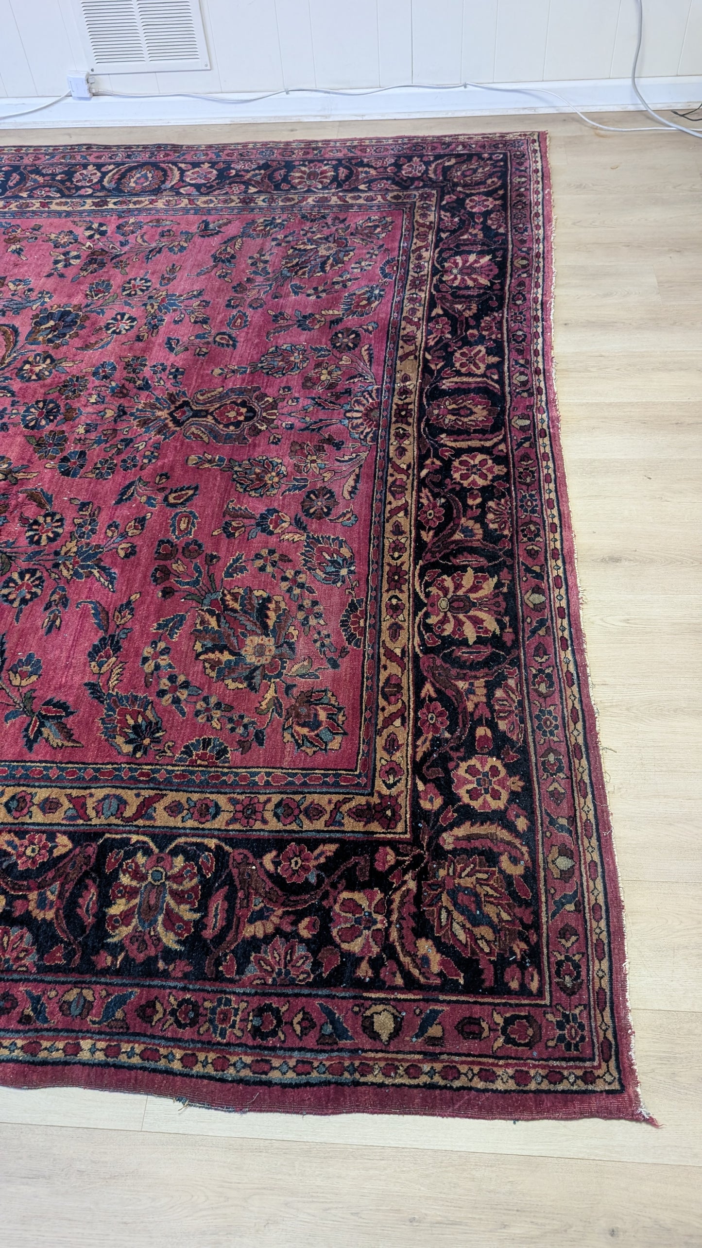 Antique Persian Sarouk Rug, 9x11 - Lustrous Rose Legacy