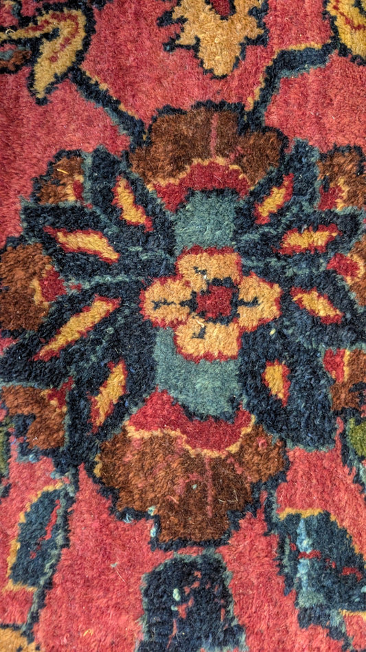 Antique Persian Sarouk Rug, 9x11 - Lustrous Rose Legacy