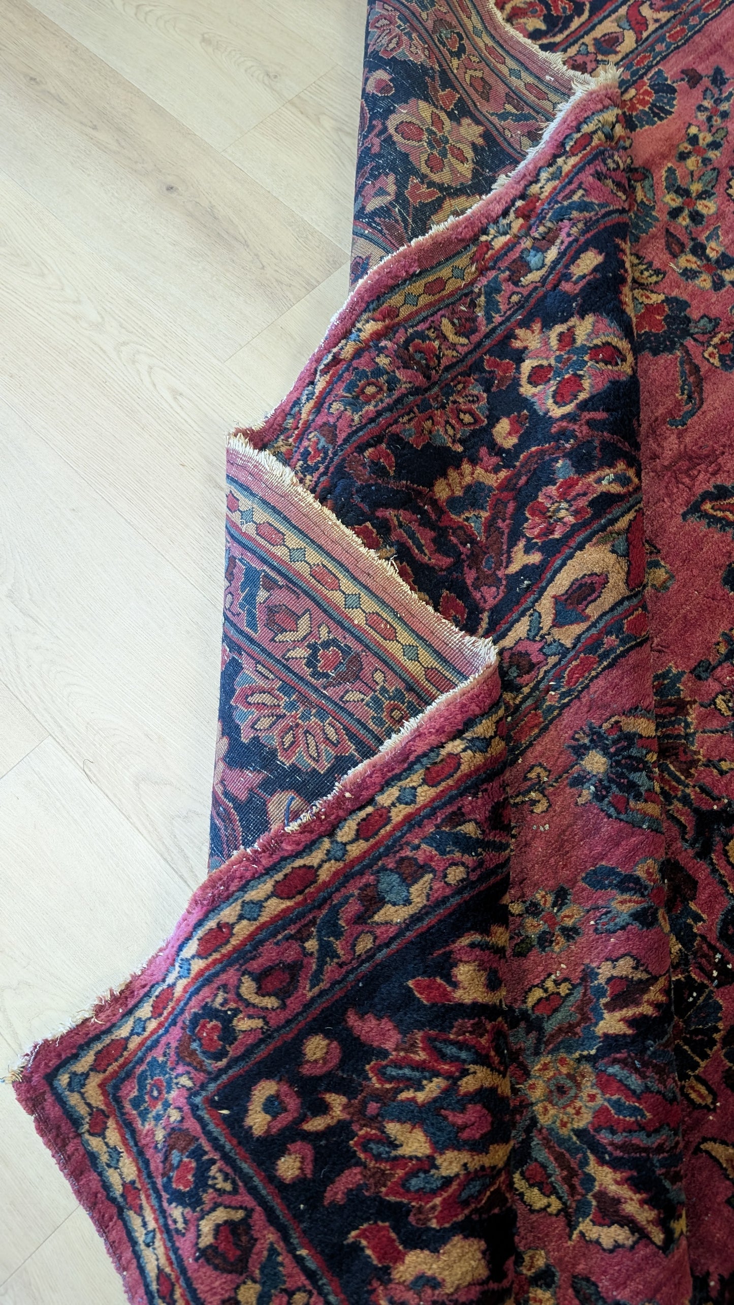 Antique Persian Sarouk Rug, 9x11 - Lustrous Rose Legacy