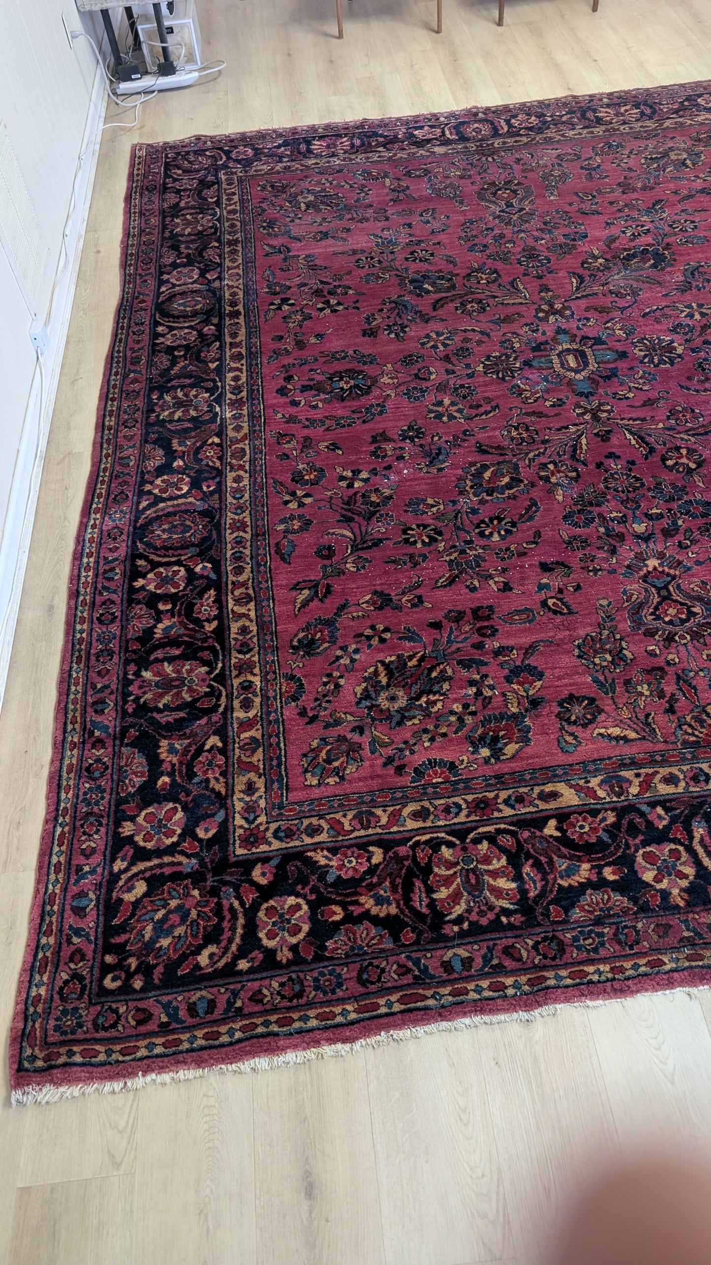Antique Persian Sarouk Rug, 9x11 - Lustrous Rose Legacy