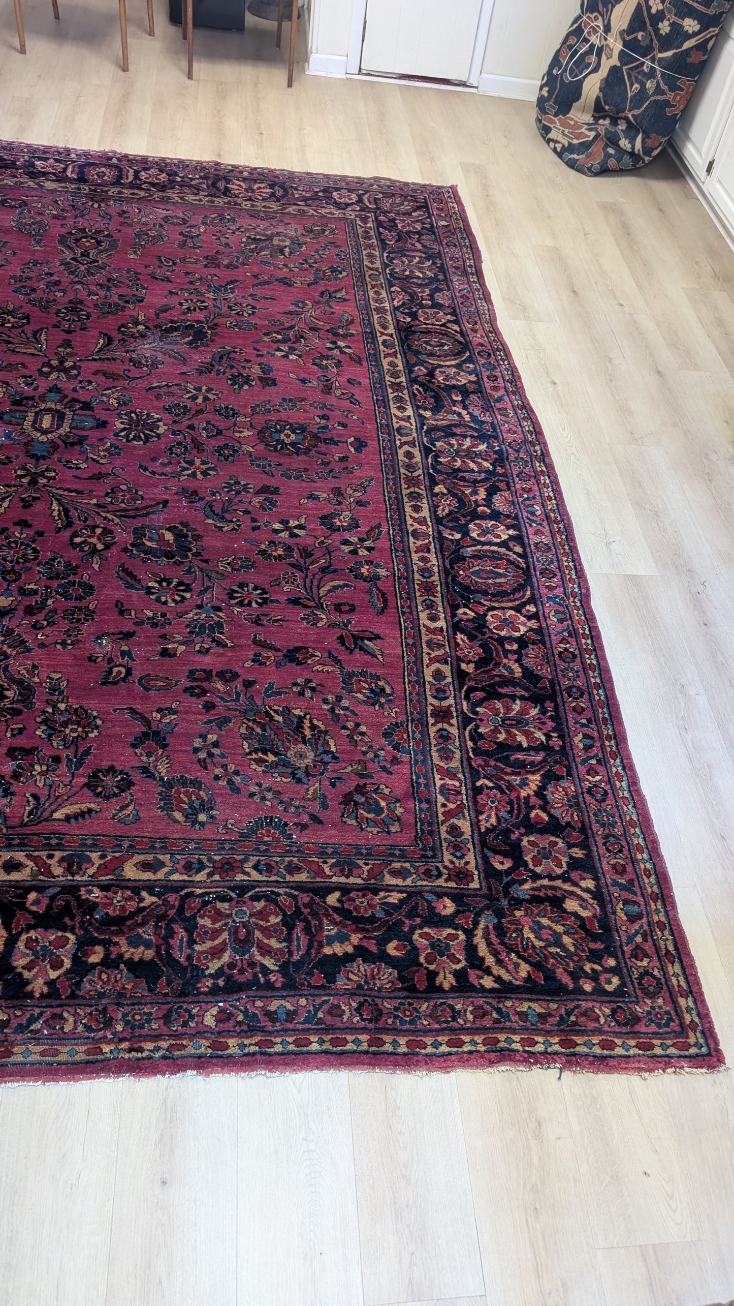 Antique Persian Sarouk Rug, 9x11 - Lustrous Rose Legacy