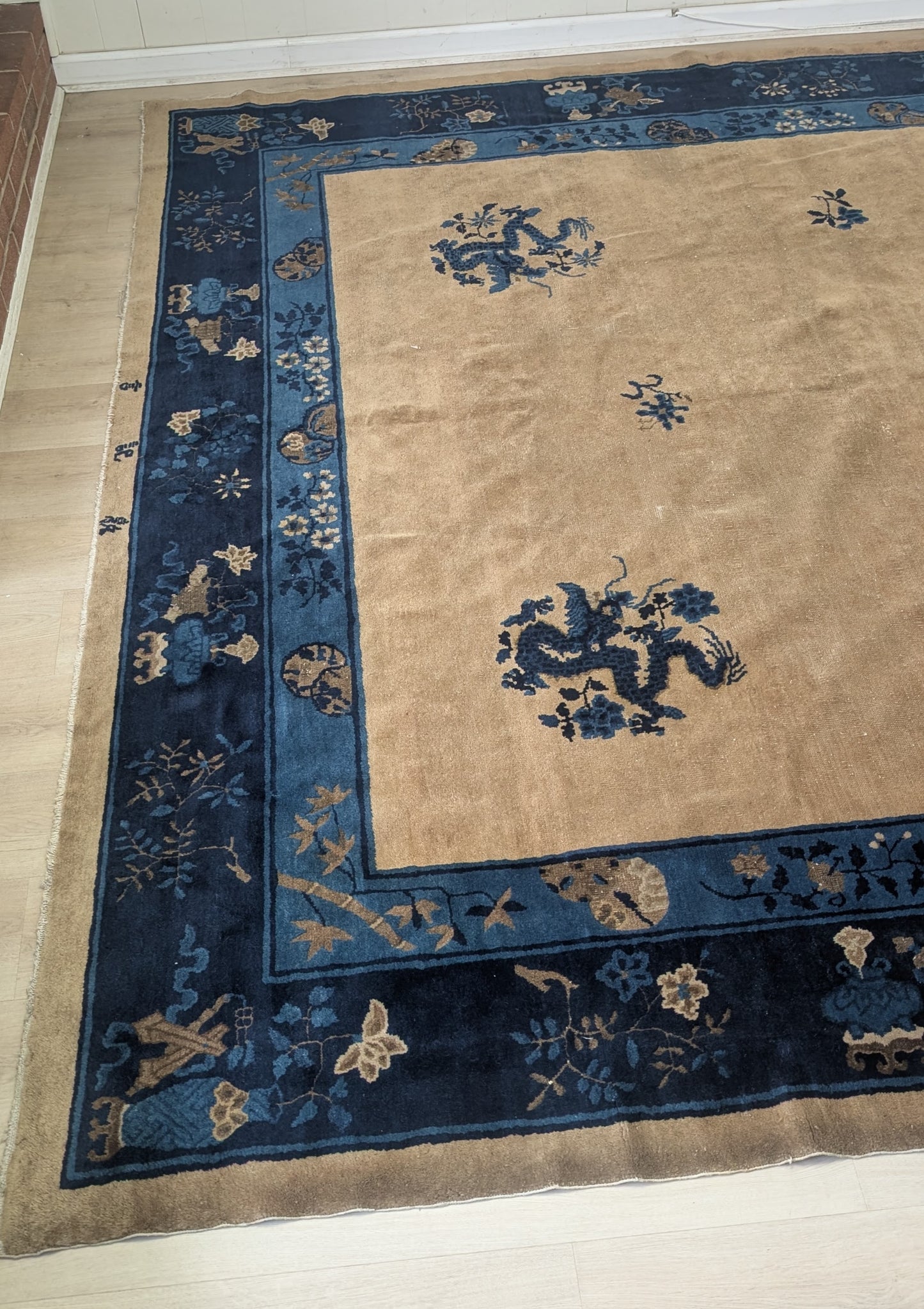 Antique Chinese Peking Rug, 9x13 - "The Five Dragons"