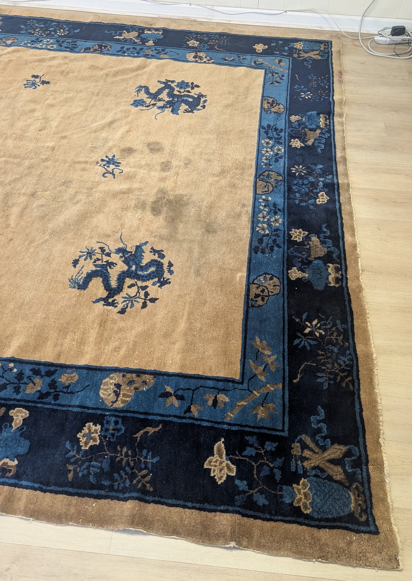 Antique Chinese Peking Rug, 9x13 - "The Five Dragons"