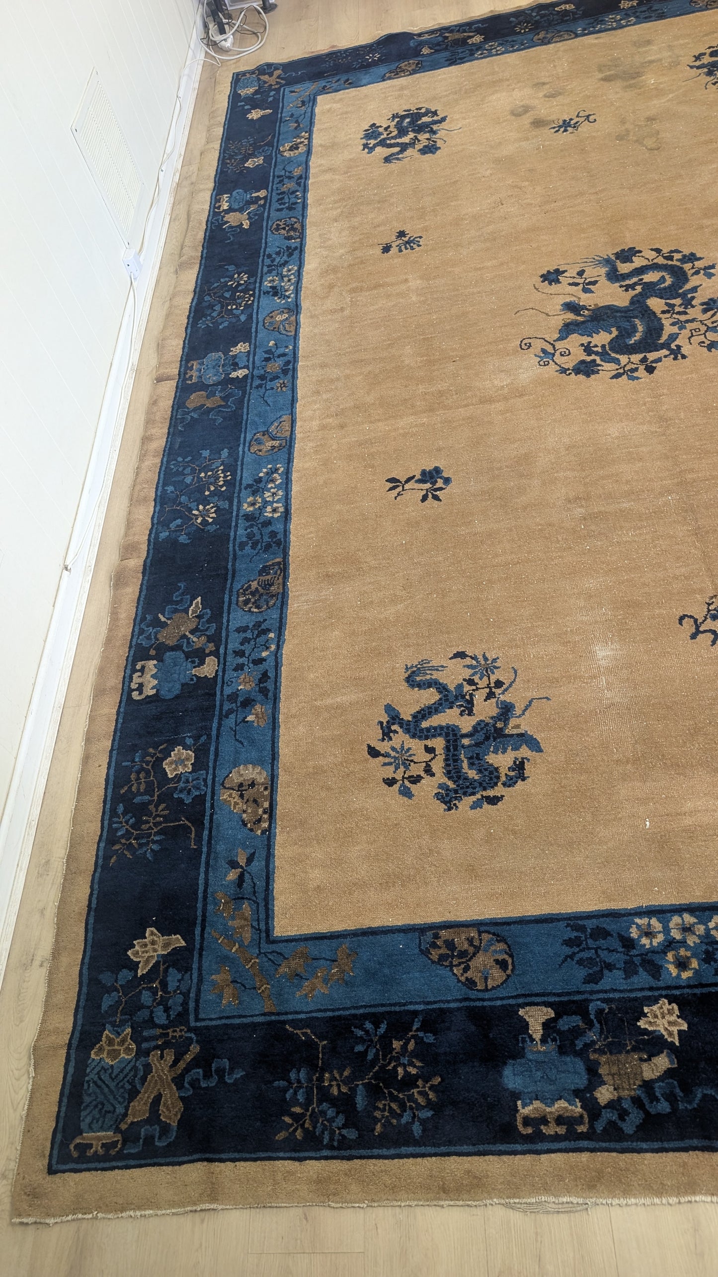 Antique Chinese Peking Rug, 9x13 - "The Five Dragons"
