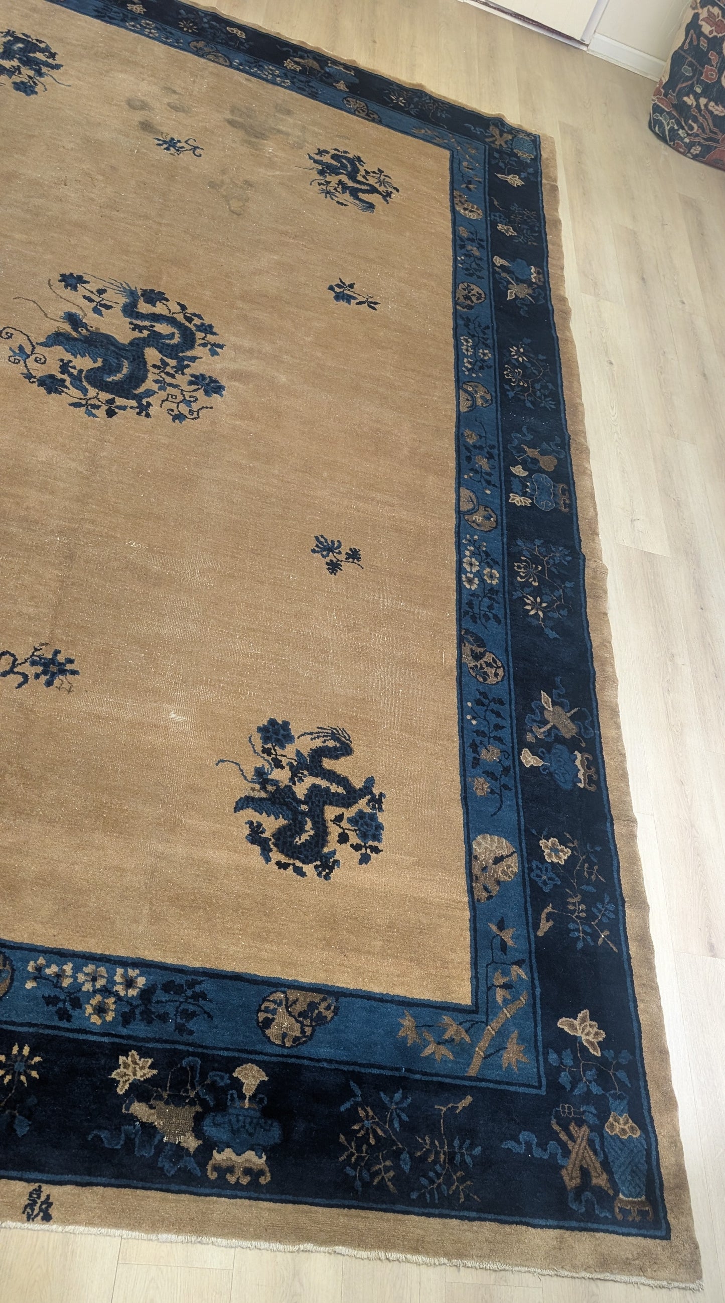 Antique Chinese Peking Rug, 9x13 - "The Five Dragons"