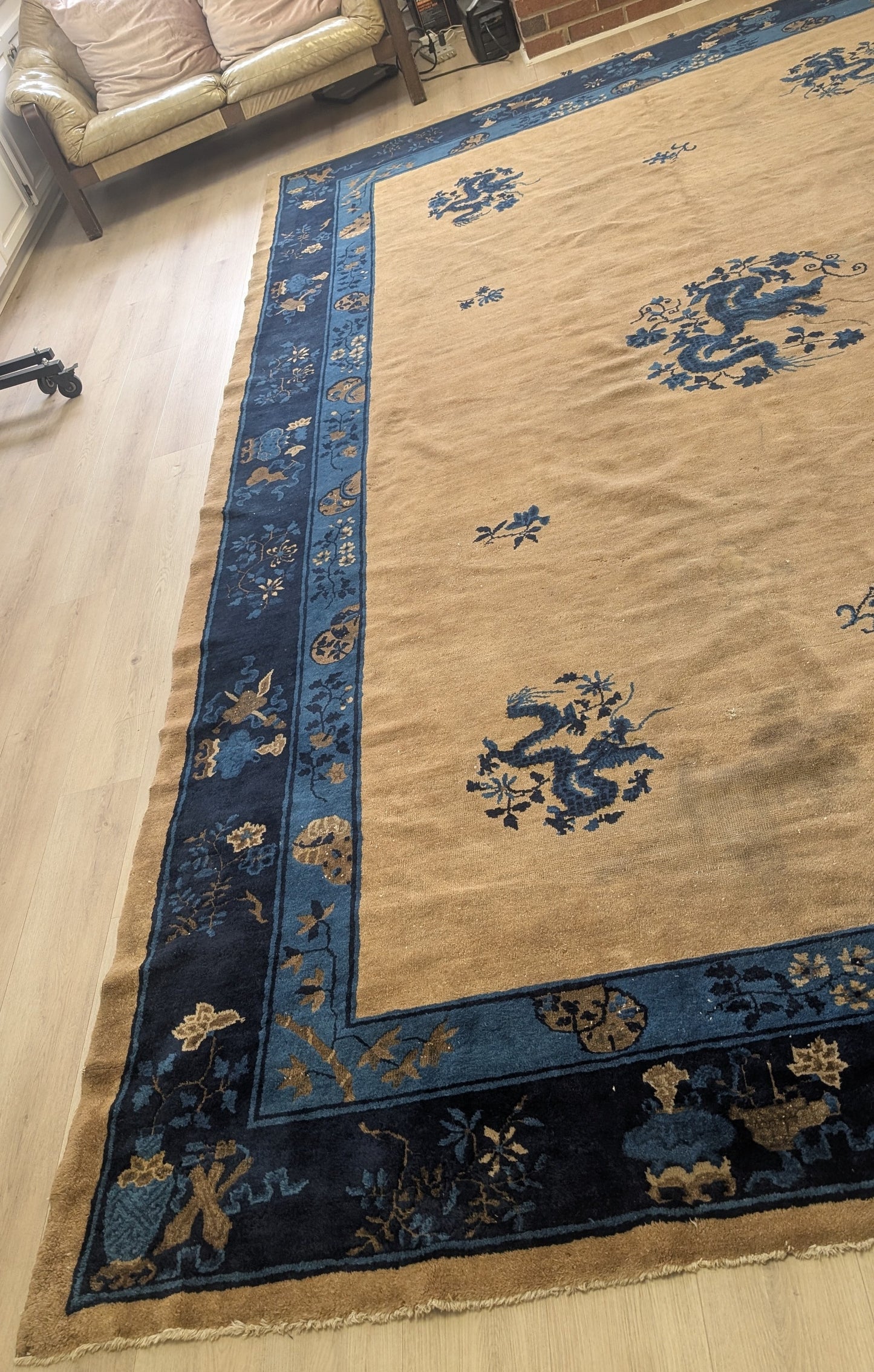 Antique Chinese Peking Rug, 9x13 - "The Five Dragons"