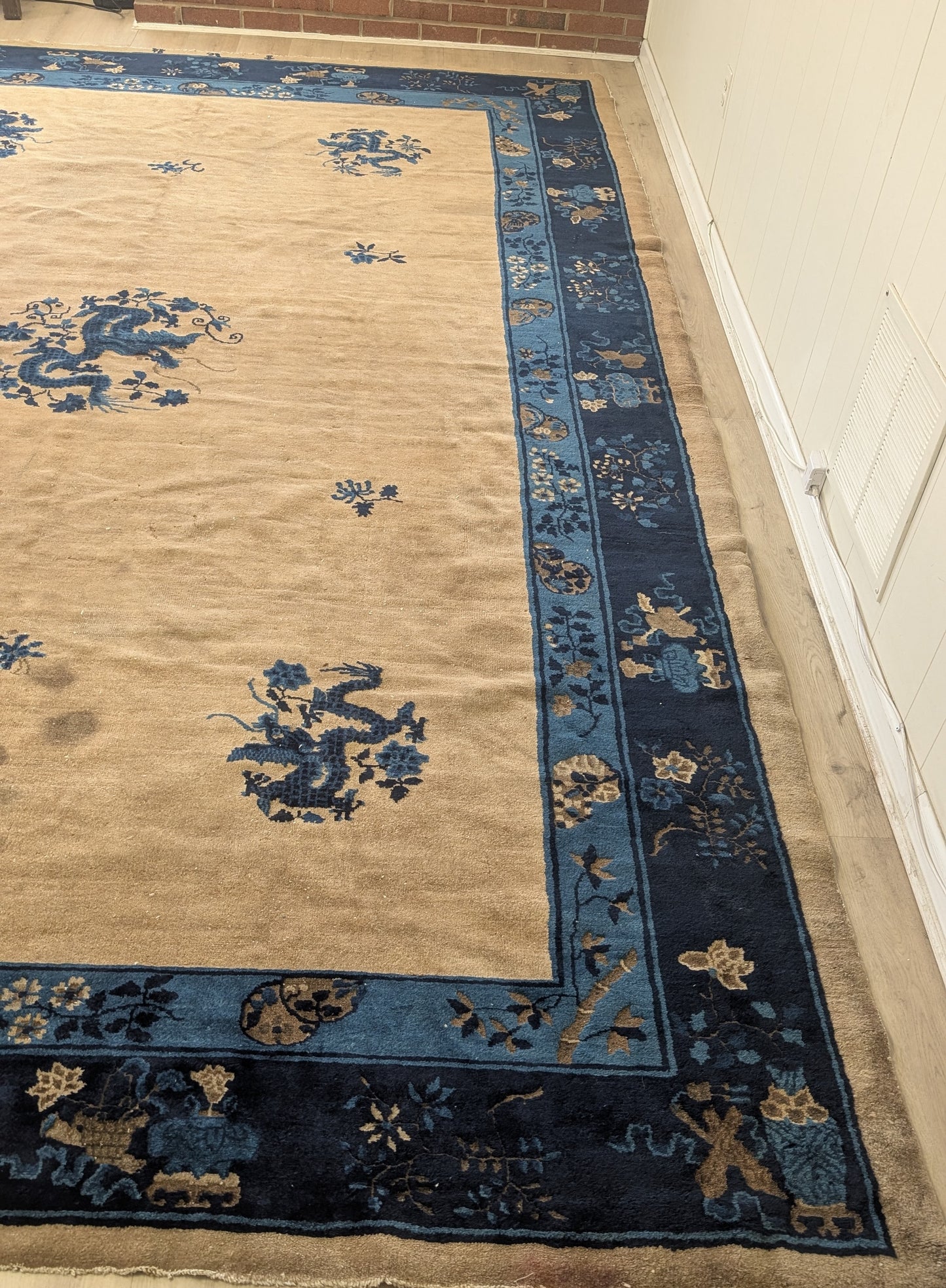 Antique Chinese Peking Rug, 9x13 - "The Five Dragons"