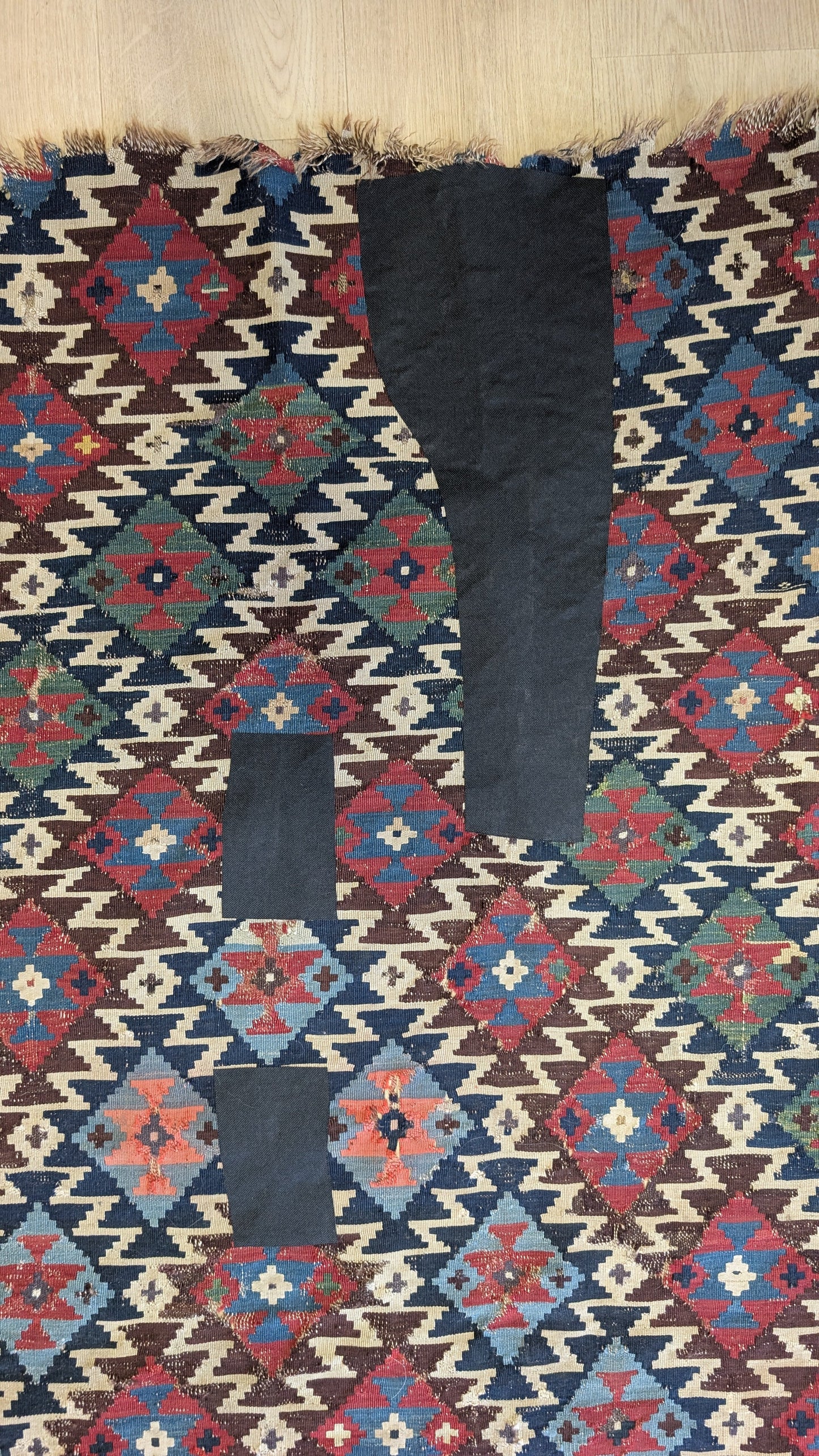 Vintage Afghan Kilim, 5x6, "The Lightning Mosaic"