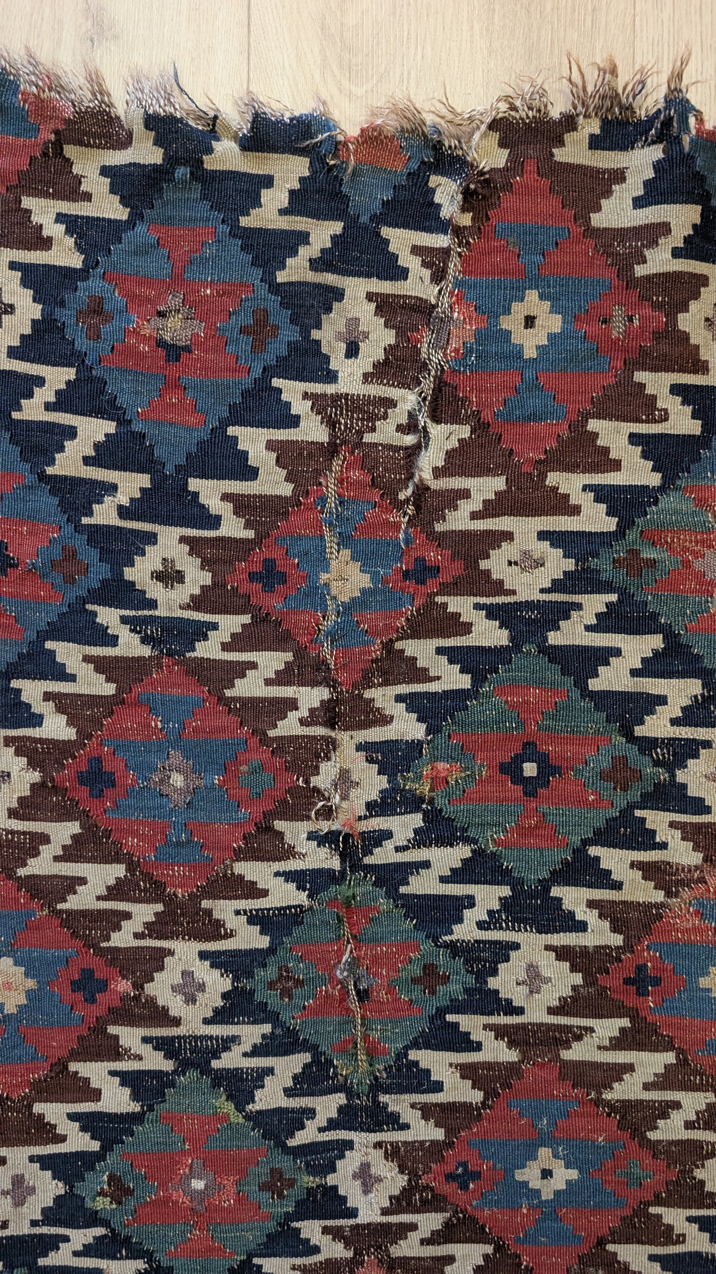 Vintage Afghan Kilim, 5x6, "The Lightning Mosaic"