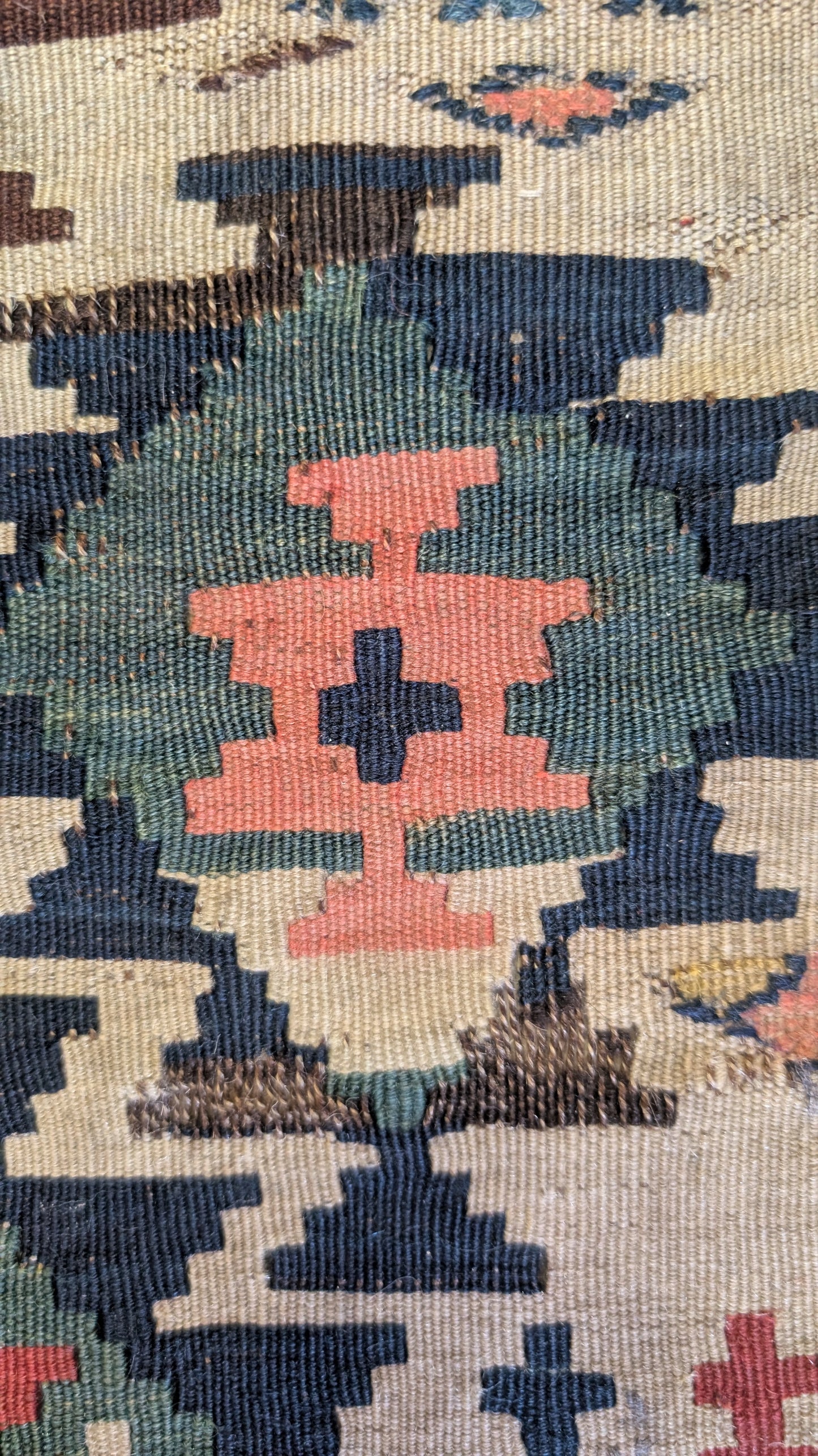 Vintage Afghan Kilim, 5x6, "The Lightning Mosaic"