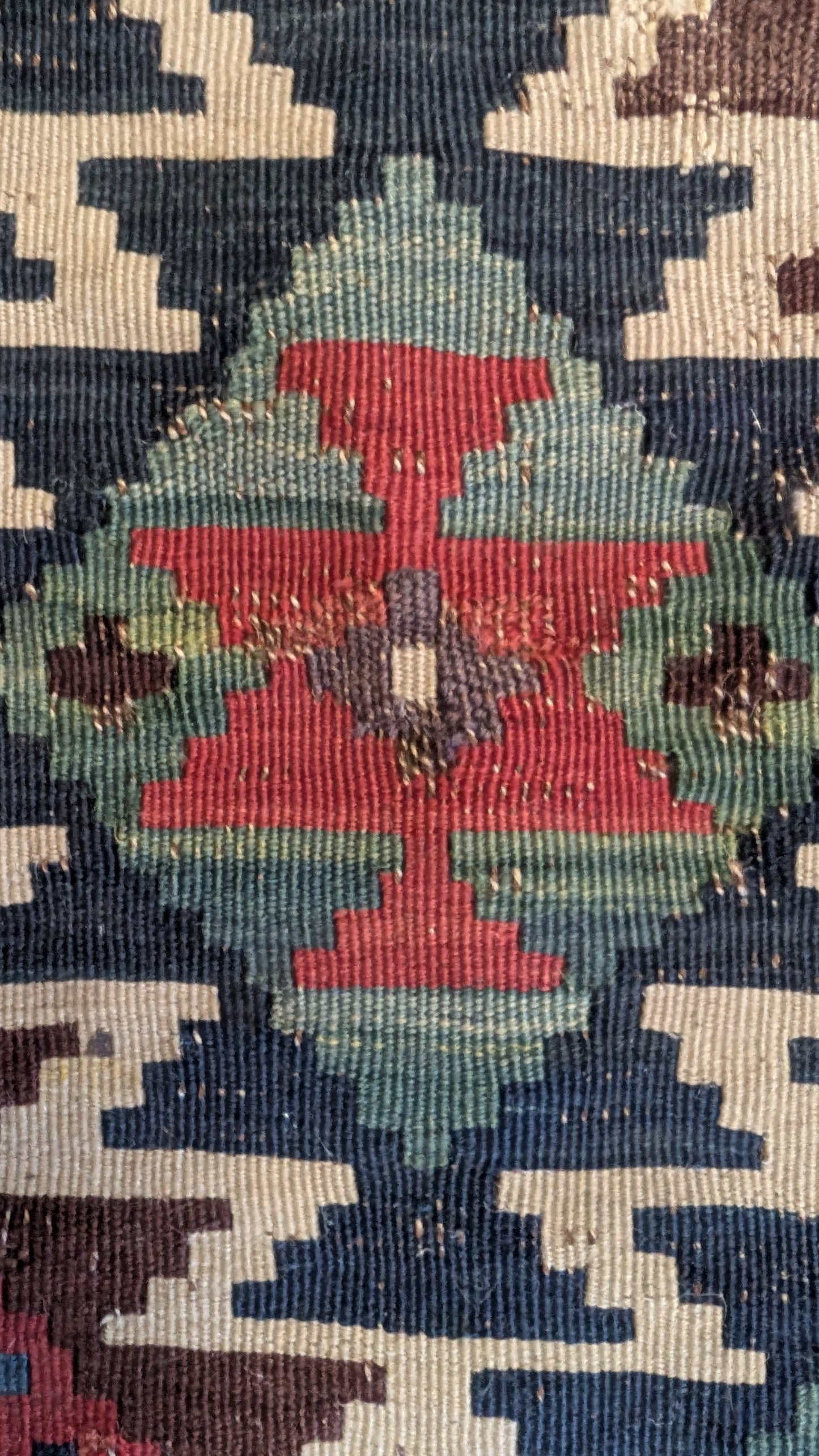 Vintage Afghan Kilim, 5x6, "The Lightning Mosaic"