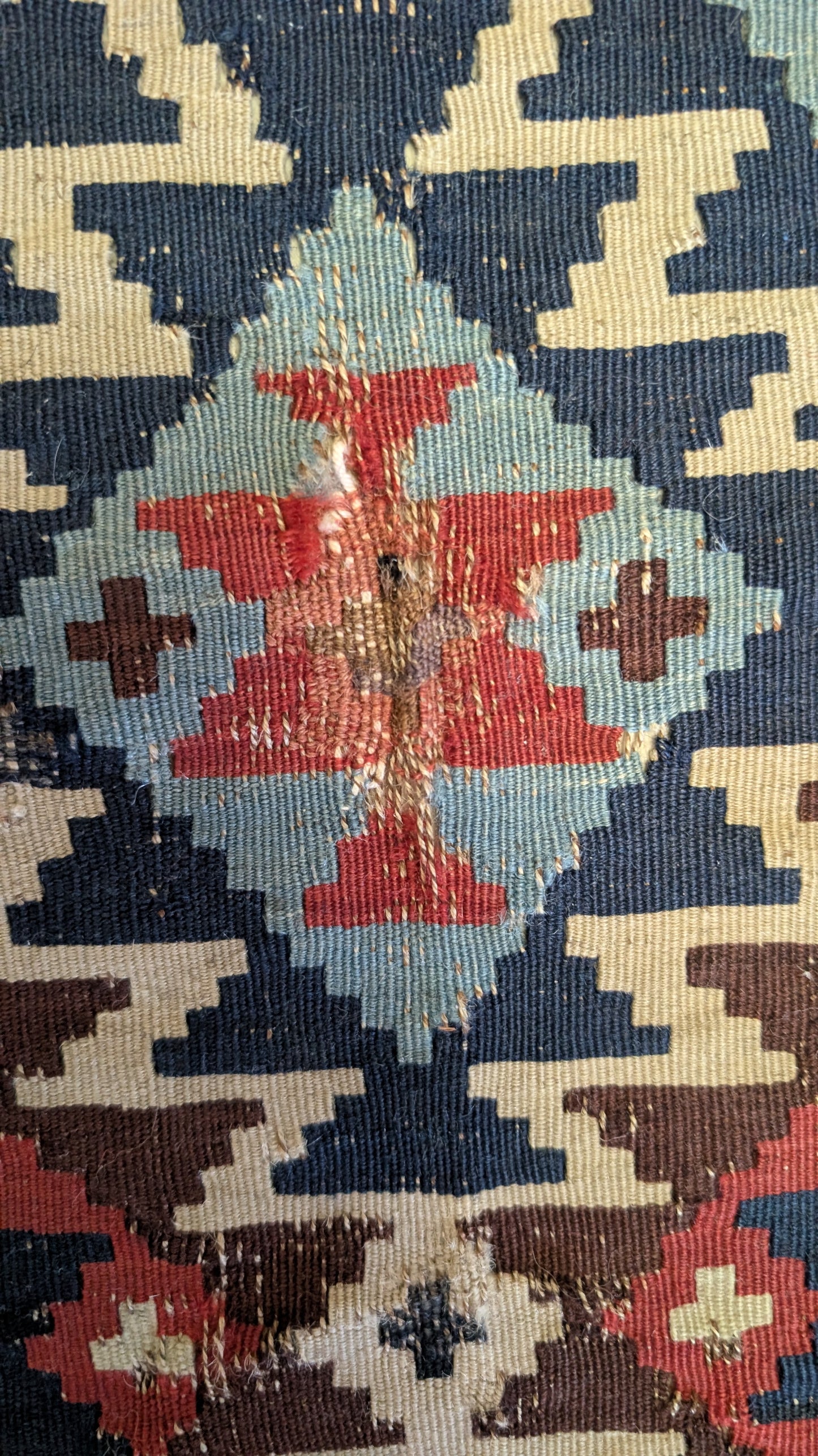 Vintage Afghan Kilim, 5x6, "The Lightning Mosaic"