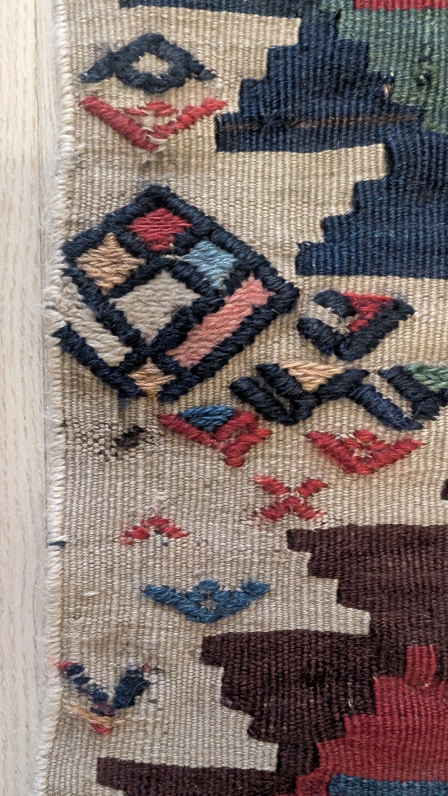 Vintage Afghan Kilim, 5x6, "The Lightning Mosaic"