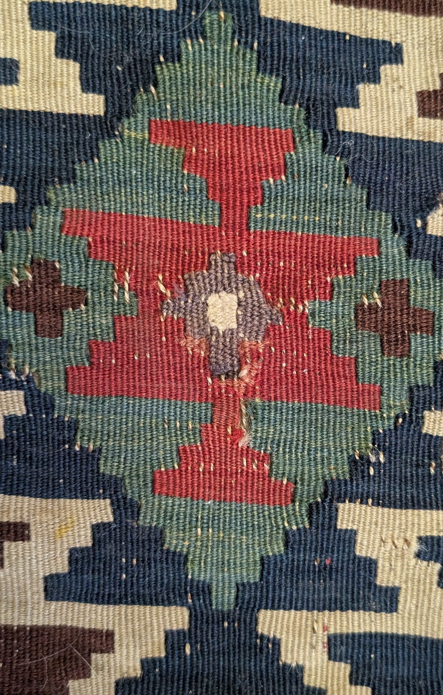 Vintage Afghan Kilim, 5x6, "The Lightning Mosaic"