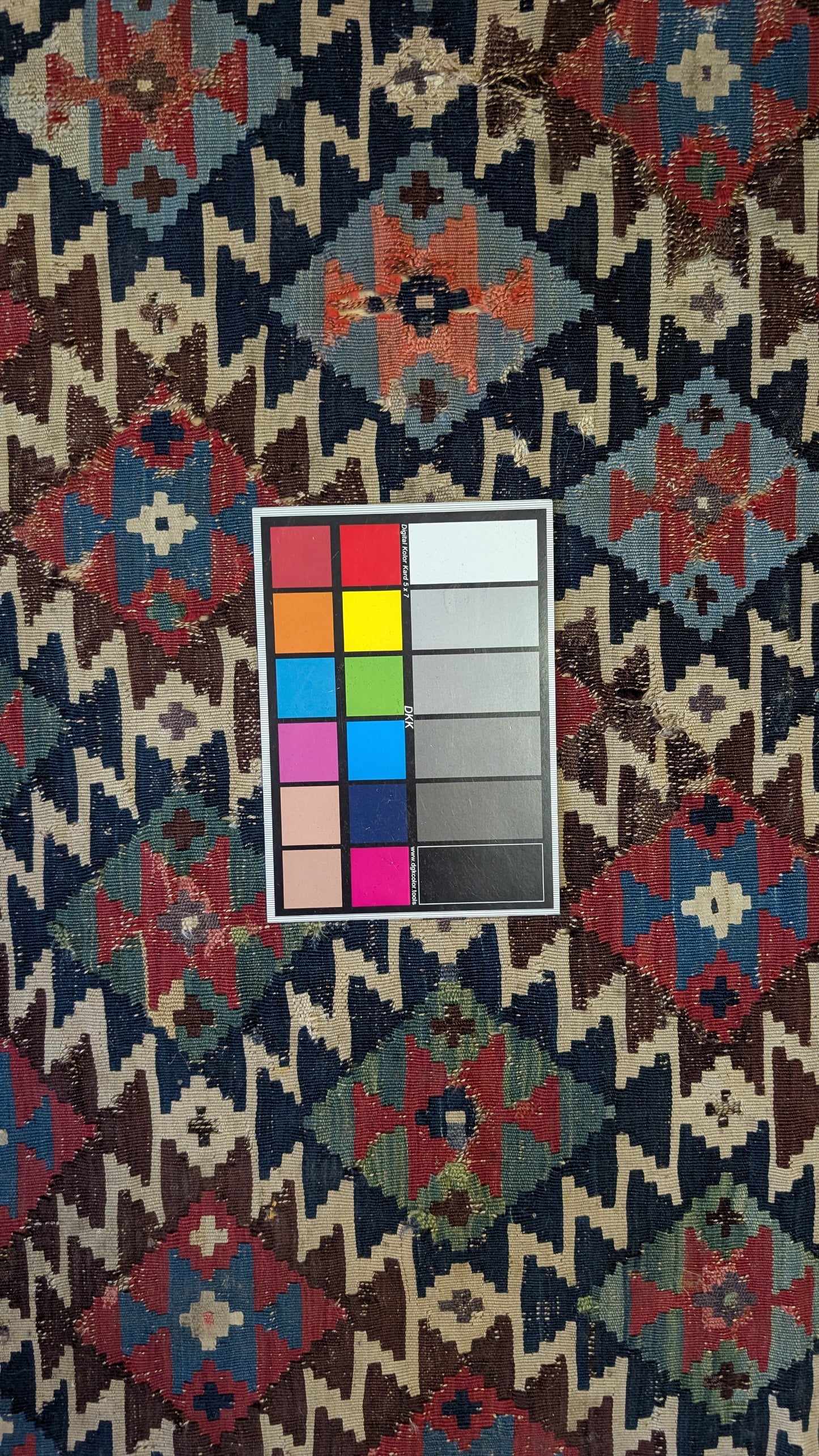 Vintage Afghan Kilim, 5x6, "The Lightning Mosaic"