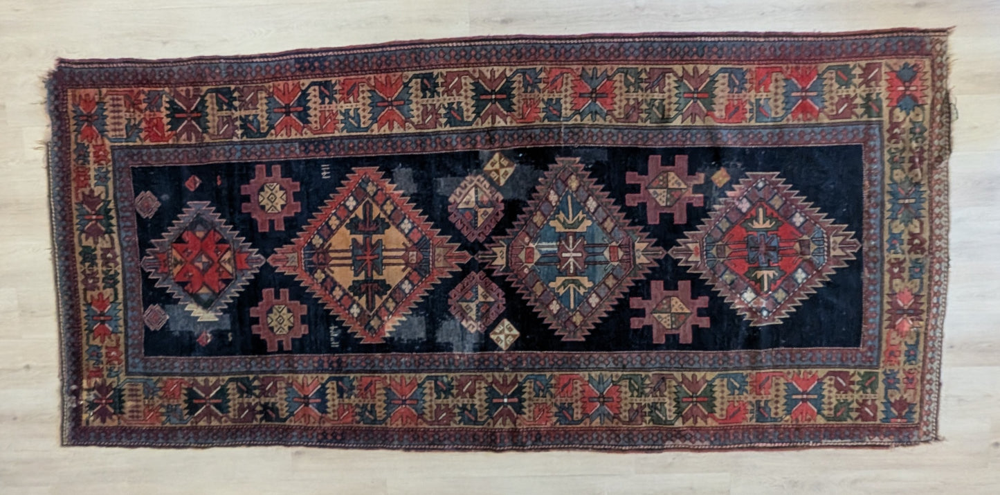 Antique Persian Tribal Rug, 5x10, 'The Signal Pathway'