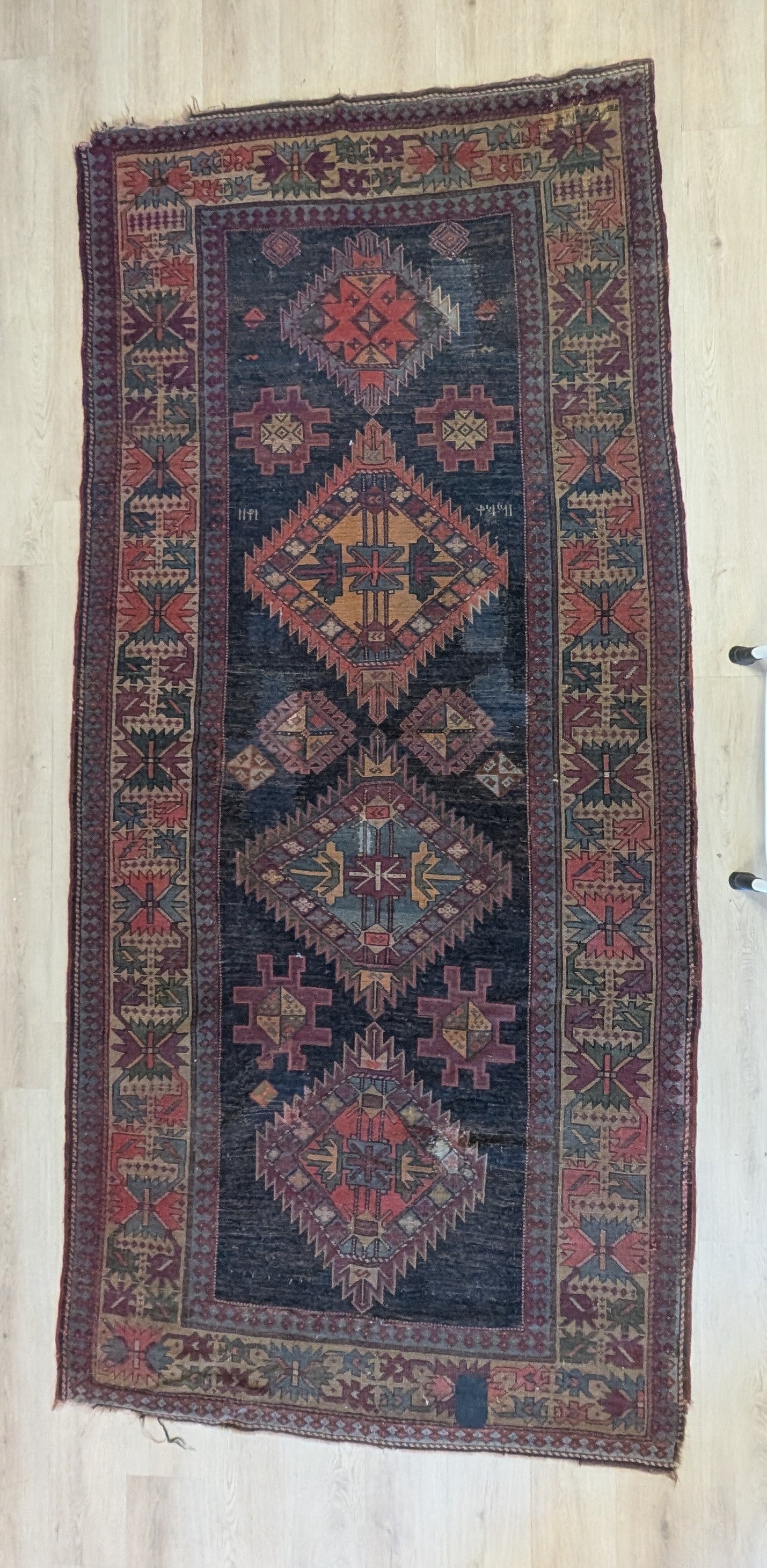 Antique Persian Tribal Rug, 5x10, 'The Signal Pathway'