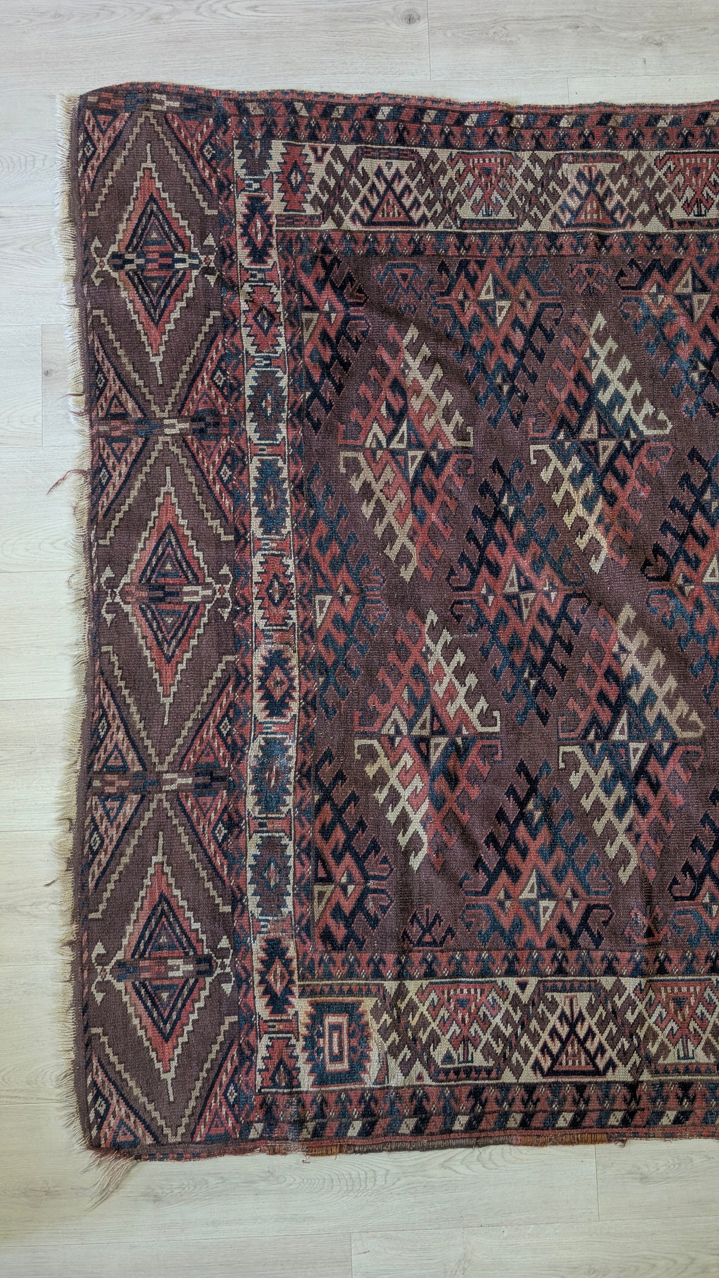 Antique Yomut Turkman Rug, 5x9, "The Nomad's Signal"