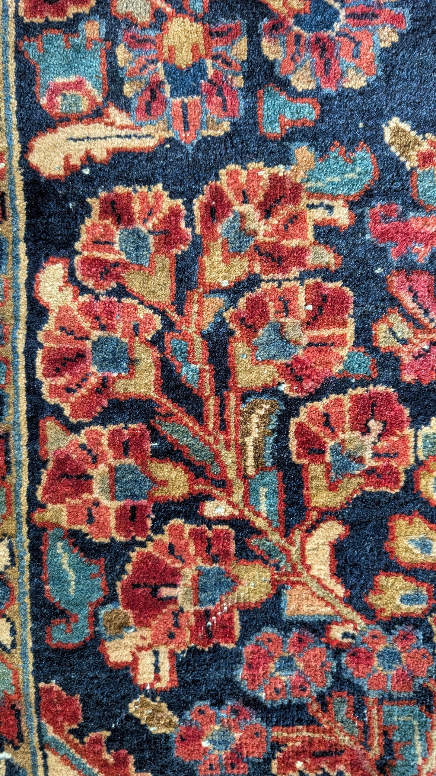 Antique Persian Sarouk Rug, 6x9, "The Midnight Garden"