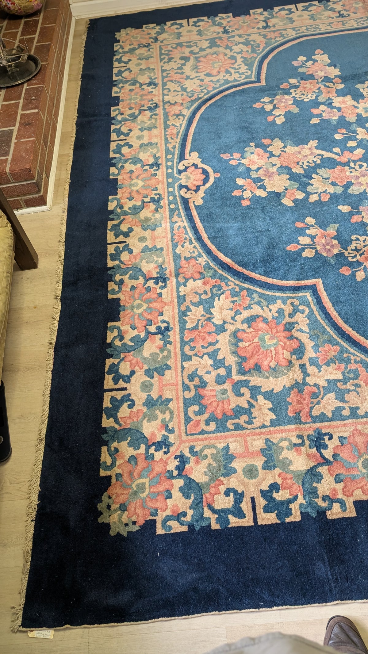 Antique Chinese Art Deco Rug, 11x16, "Palace Blossoms at Dusk"