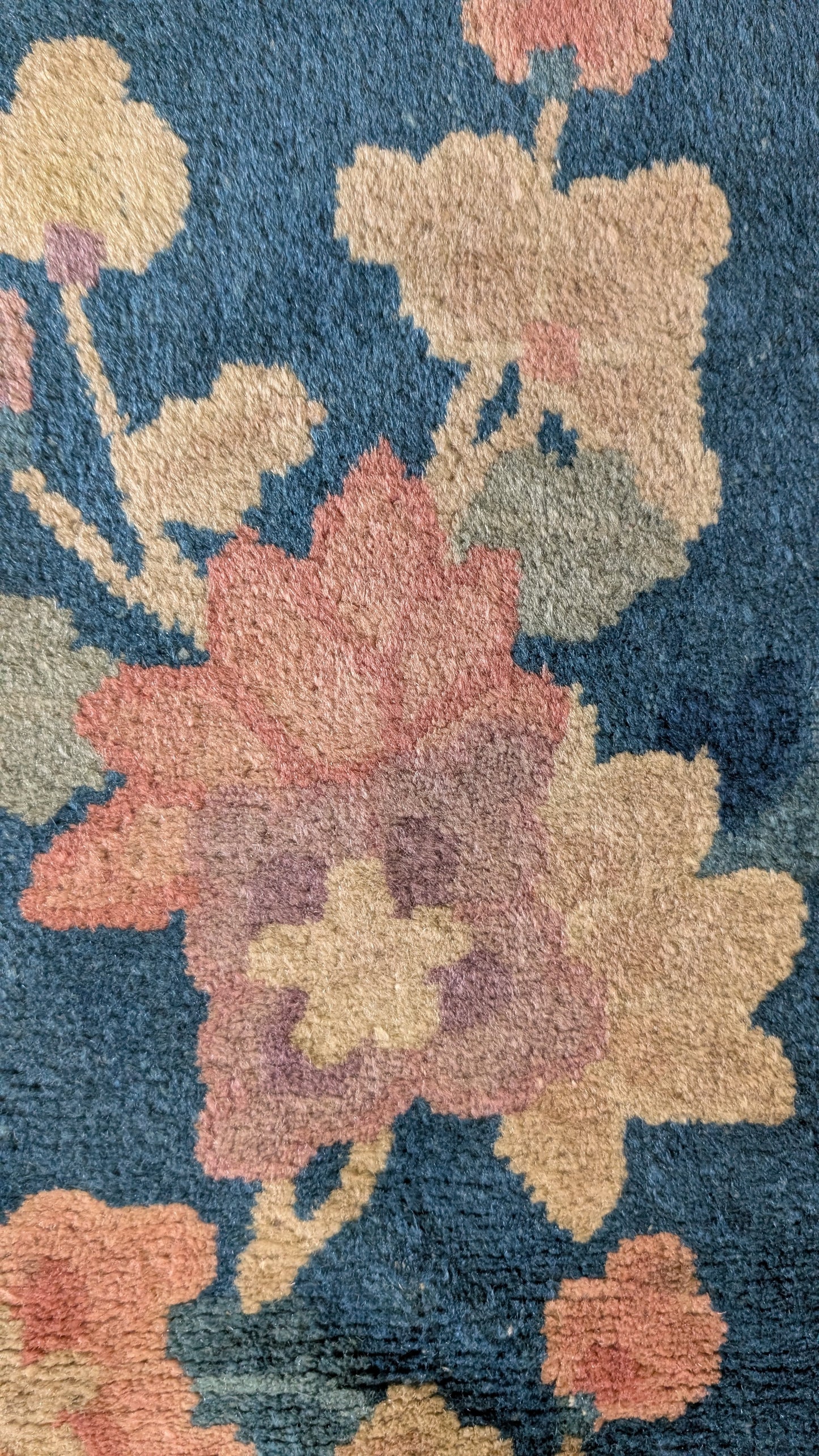 Antique Chinese Art Deco Rug, 11x16, "Palace Blossoms at Dusk"