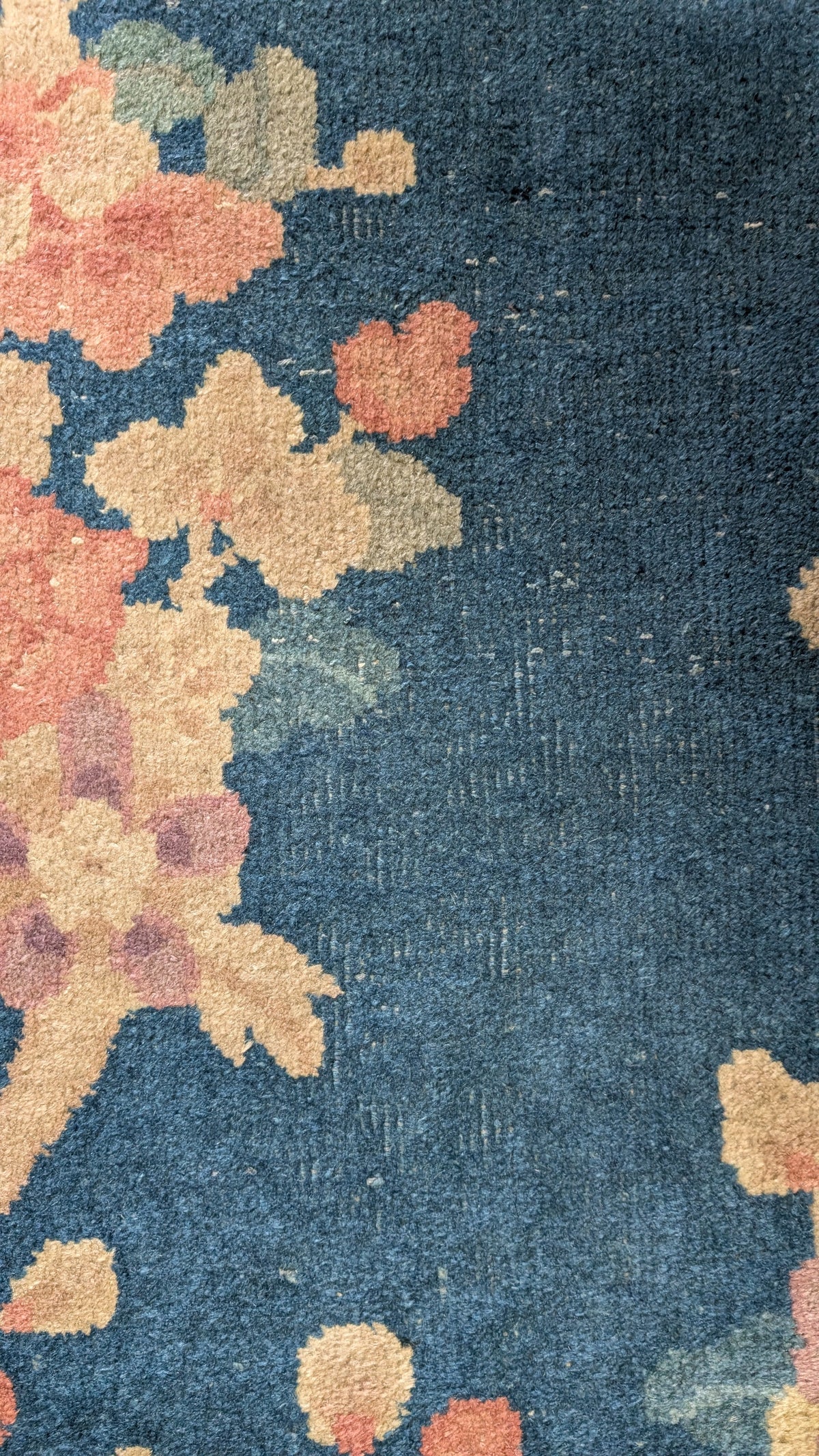 Antique Chinese Art Deco Rug, 11x16, "Palace Blossoms at Dusk"
