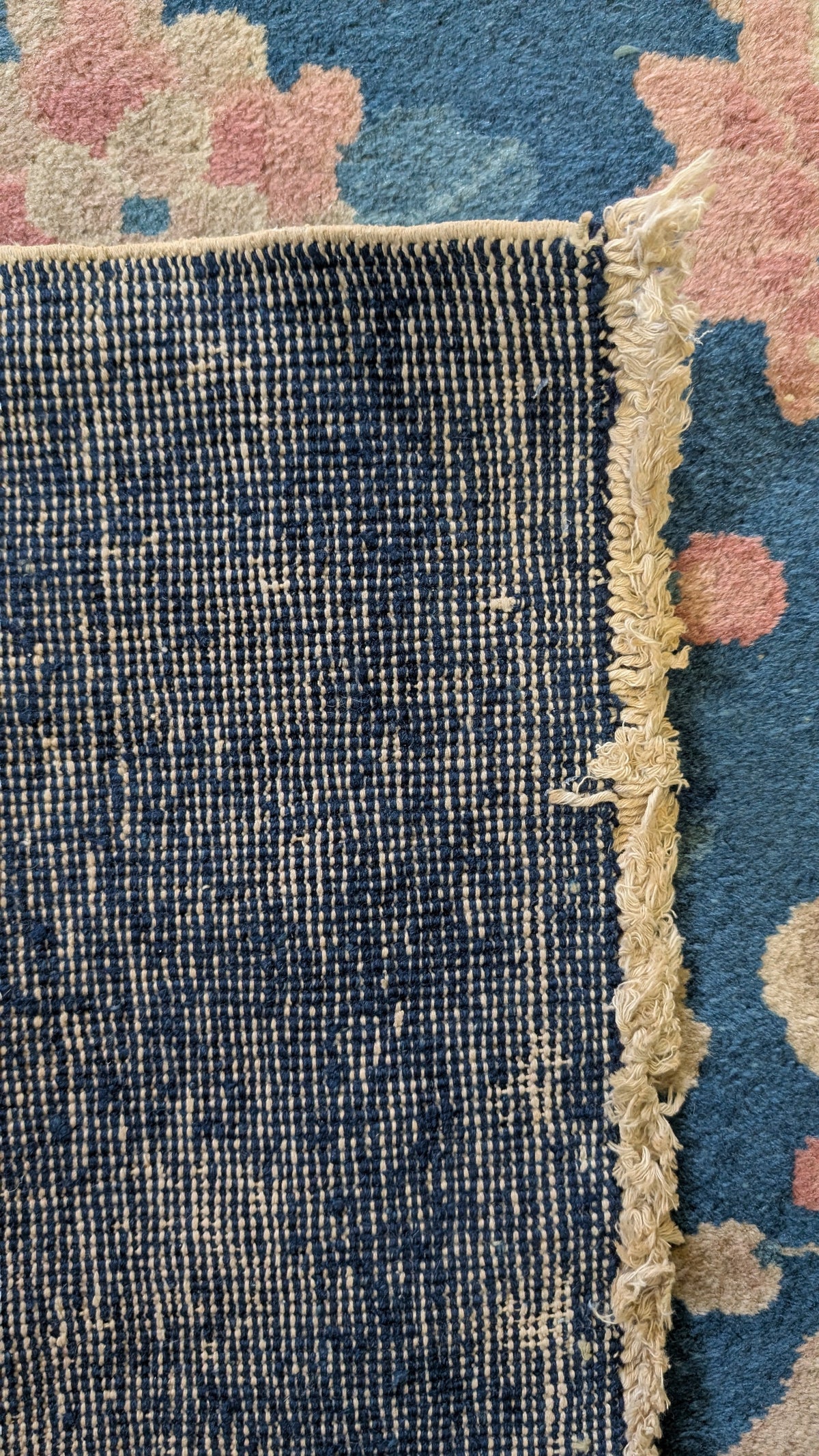 Antique Chinese Art Deco Rug, 11x16, "Palace Blossoms at Dusk"