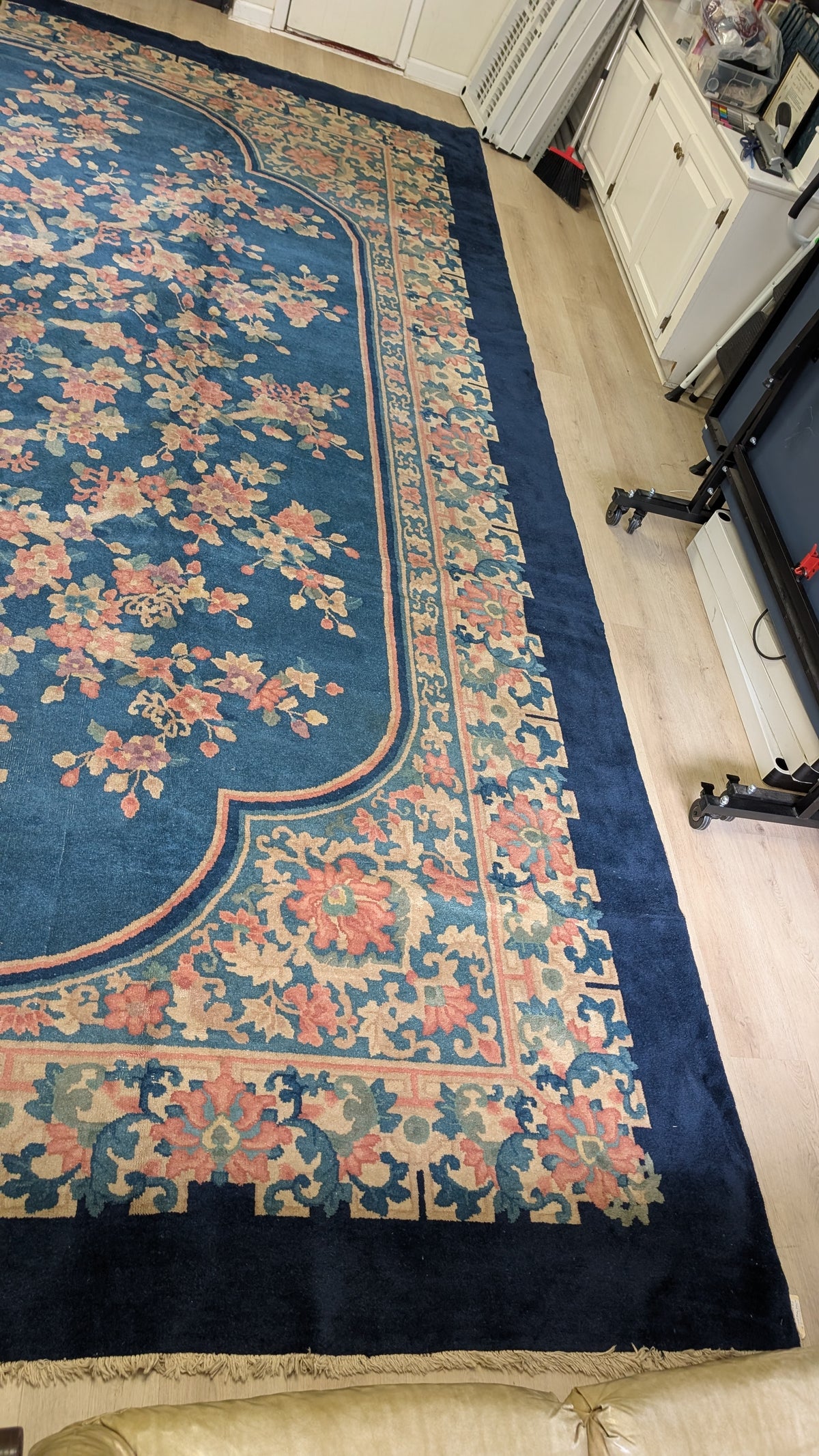 Antique Chinese Art Deco Rug, 11x16, "Palace Blossoms at Dusk"