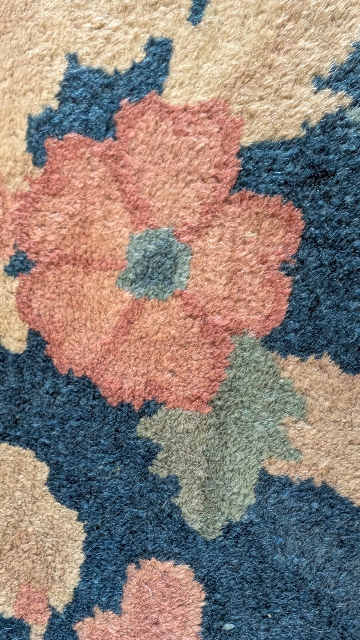 Antique Chinese Art Deco Rug, 11x16, "Palace Blossoms at Dusk"