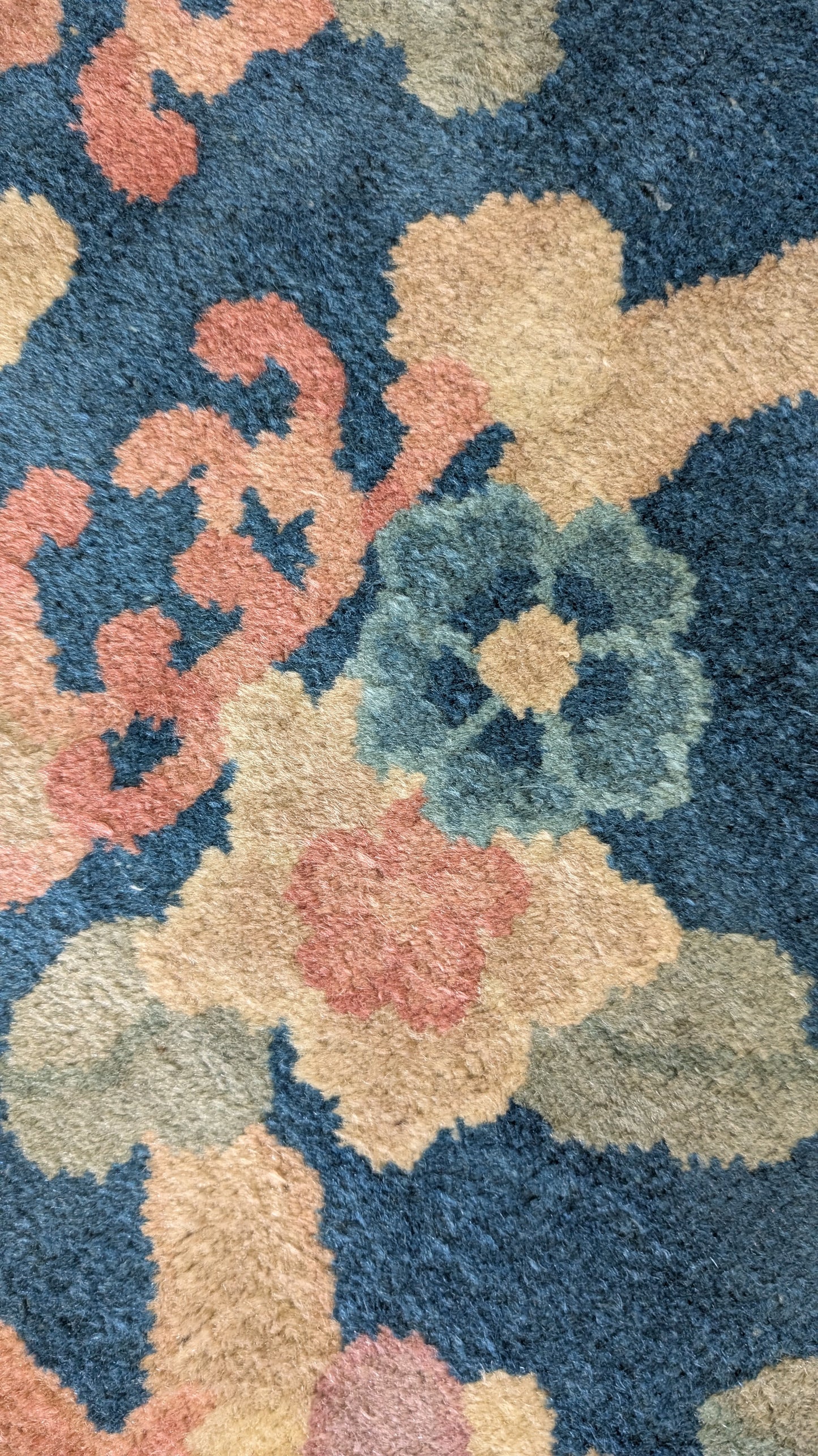 Antique Chinese Art Deco Rug, 11x16, "Palace Blossoms at Dusk"