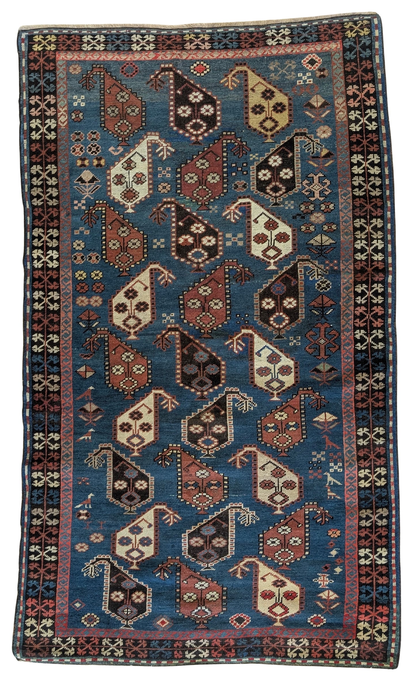 Antique Caucasian Rug, 4x7 - "The Cosmic Orchard"