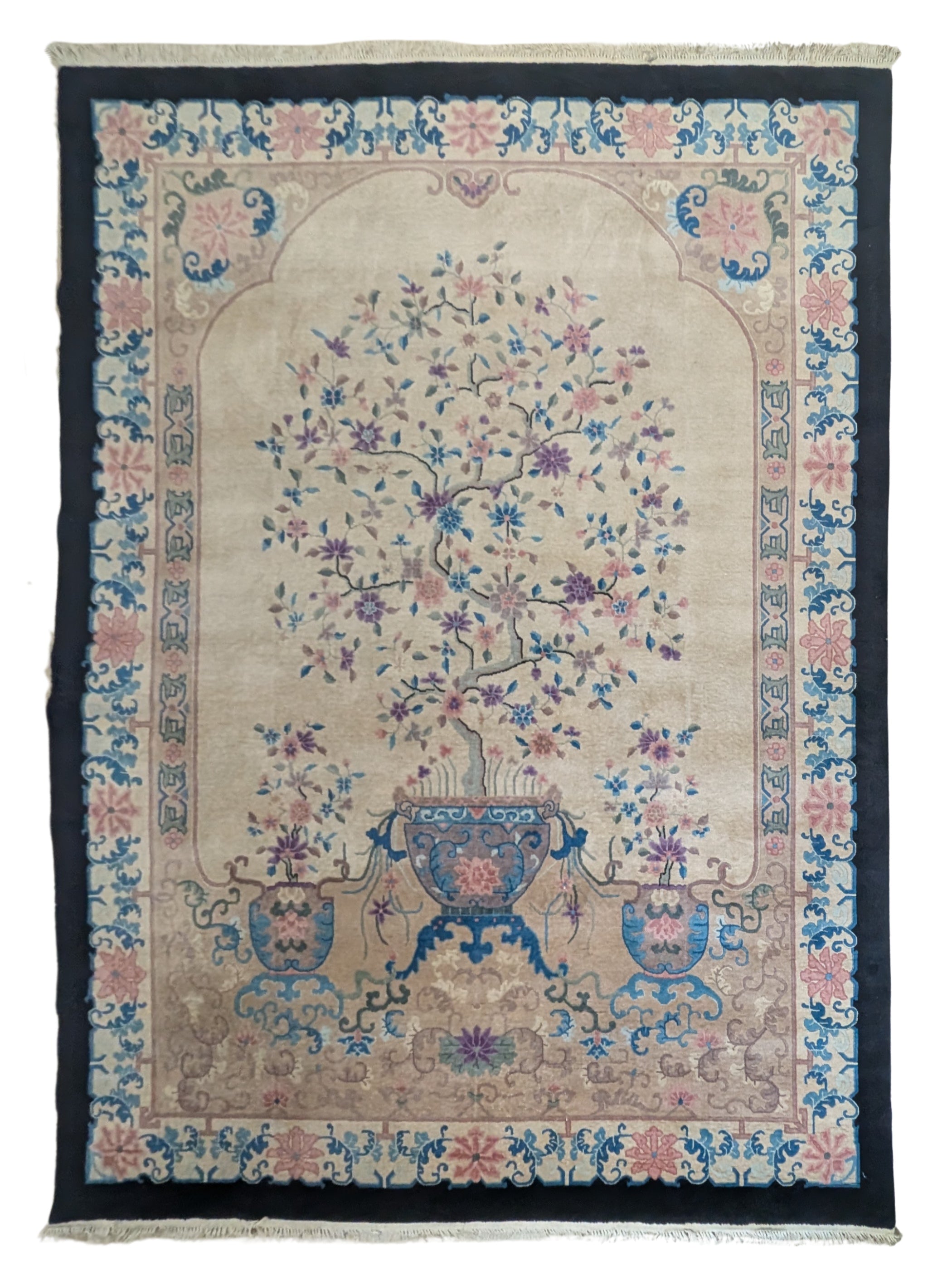 Antique Chinese Art Deco Rug, 9x12, The Celestial Arbor – Abrash