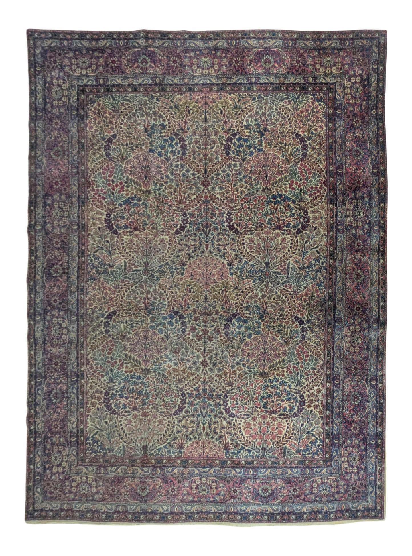 Antique Lavar Kerman Persian Rug, 9x11, "Tree of Life Sanctuary"