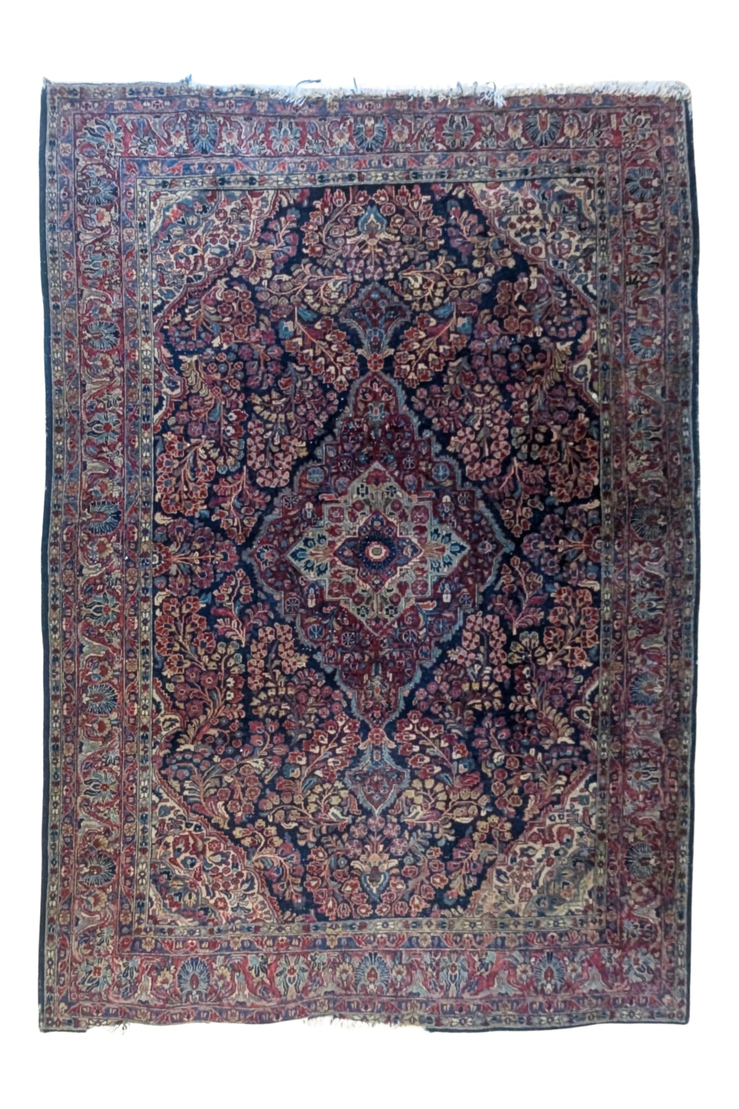 Antique Persian Sarouk Rug, 6x9, "The Midnight Garden"
