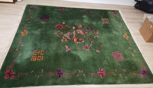 SOLD - Green Deco Rug, 8x10